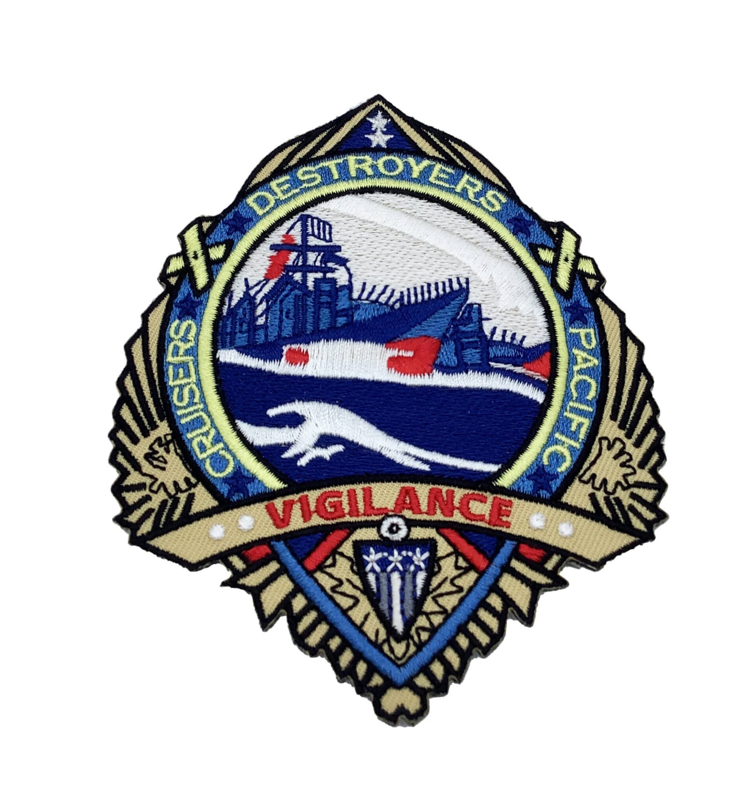 Cruisers, Destroyers Pacific Vigilance Patch – Plastic Backing, 4.5x3.5 Cruisers, Destroyers Pacific Vigilance Patch – Plastic Backing, 4.5x3.5
