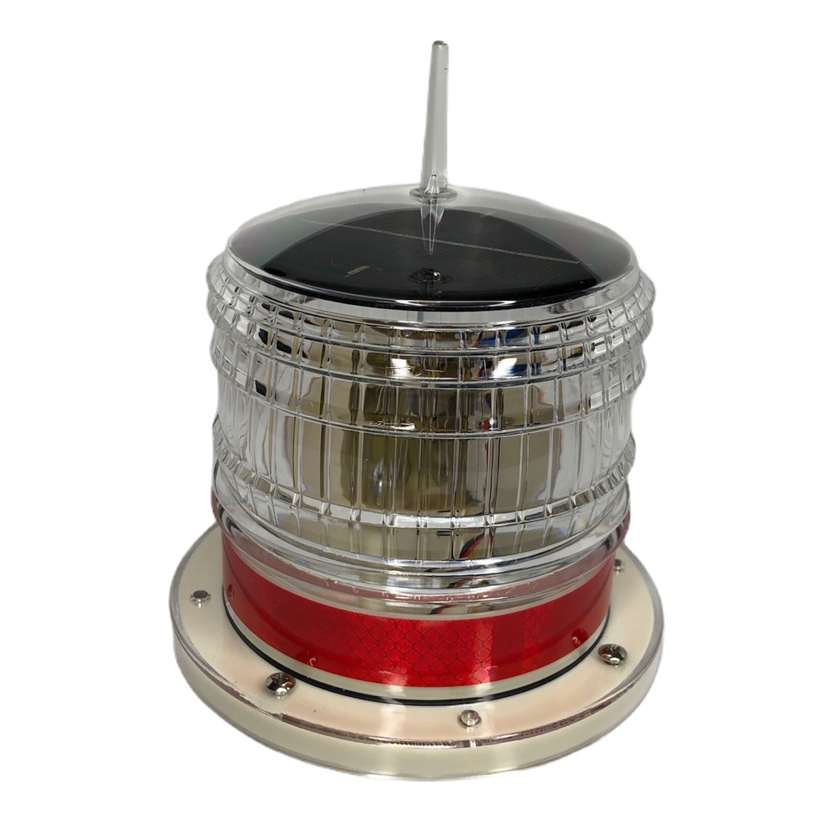 Marine Solar Warning Light - RED LED Marine Dock Barge Safety Beacon Light 2NM