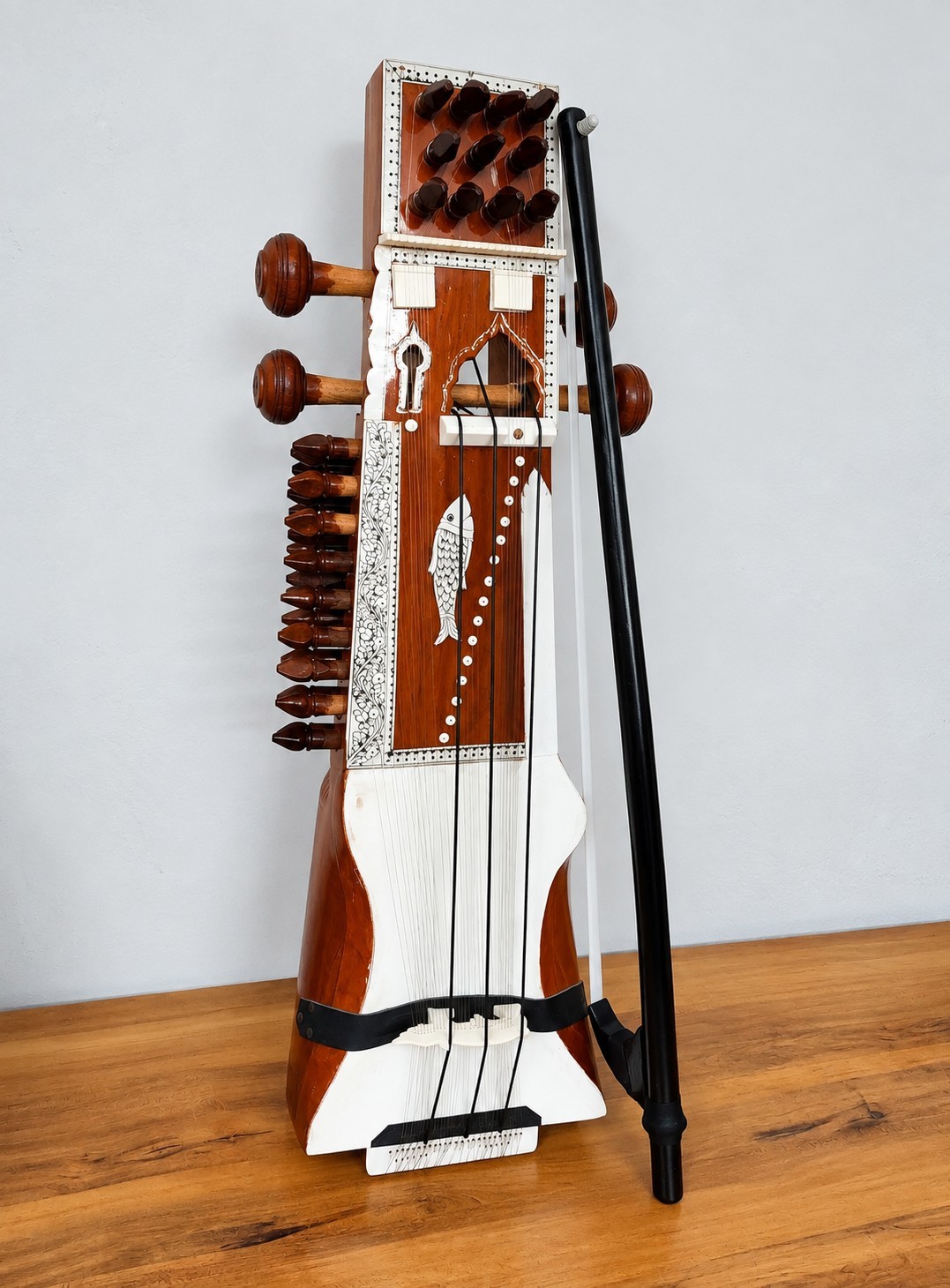 Professional Hand-Carved Indian Sarangi - Traditional String Instrument & Small