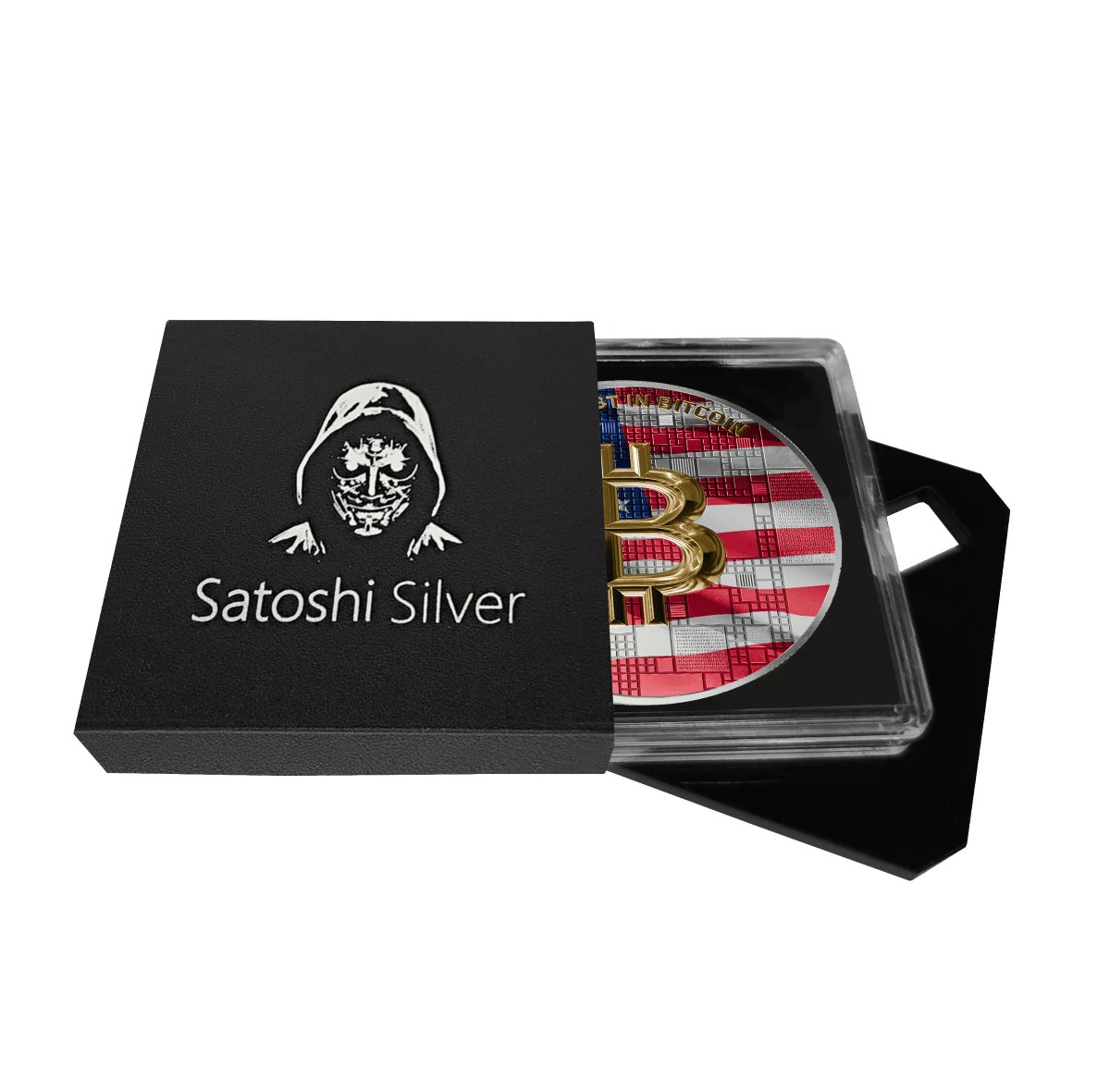 2025 Satoshi Project 21 Grams .999 Silver Colorized Bitcoin Round Crypto US FLAG