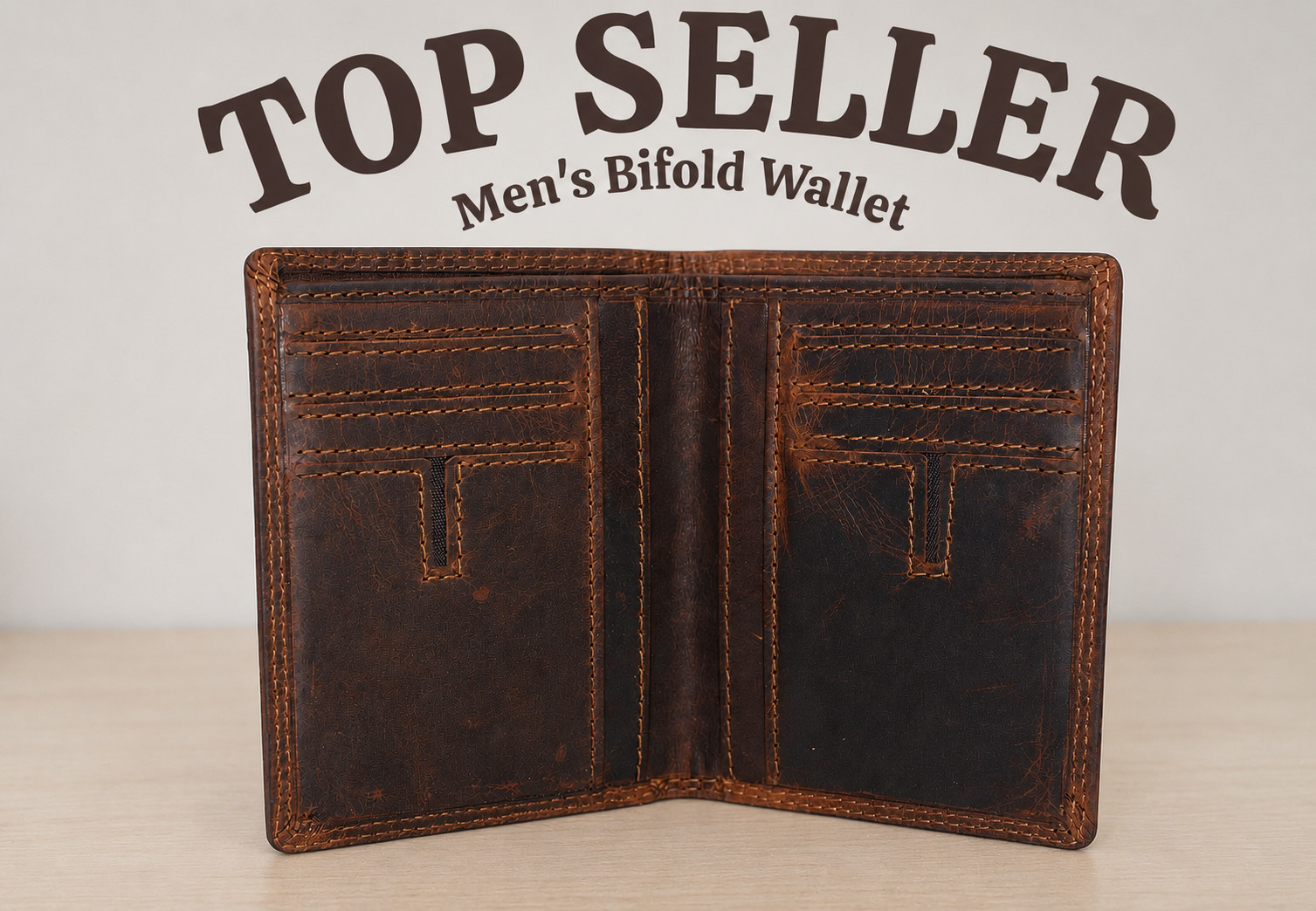 Vintage Leather Mens Slim Bifold Wallet RFID Blocking Credit Card Holder Wallets