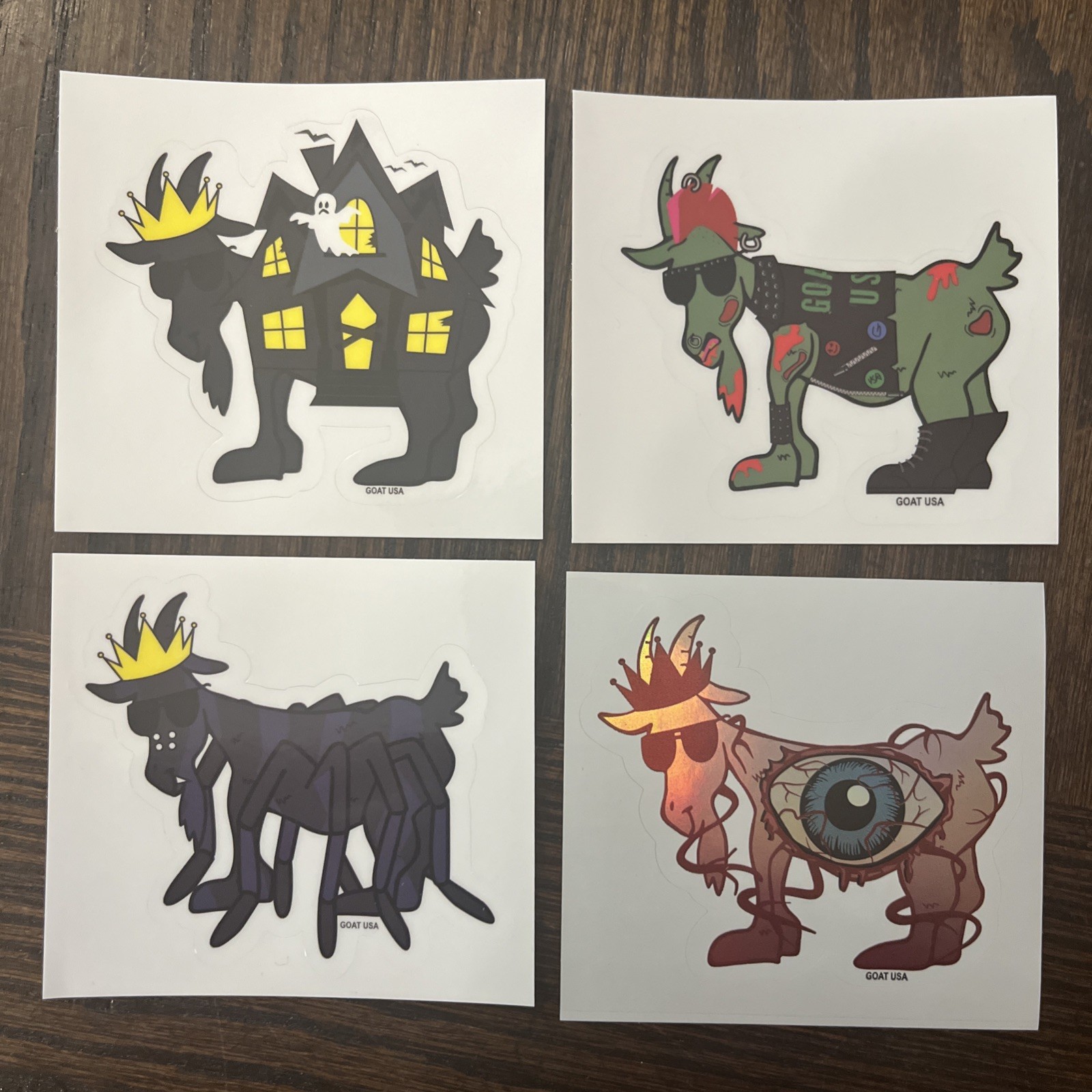 Goat USA Lot Of 4: Evil Eye, Haunted house, punk zombie, spider, with HOLO RARE Goat USA Lot Of 4: Evil Eye, Haunted house, punk zombie, spider, with HOLO RARE
