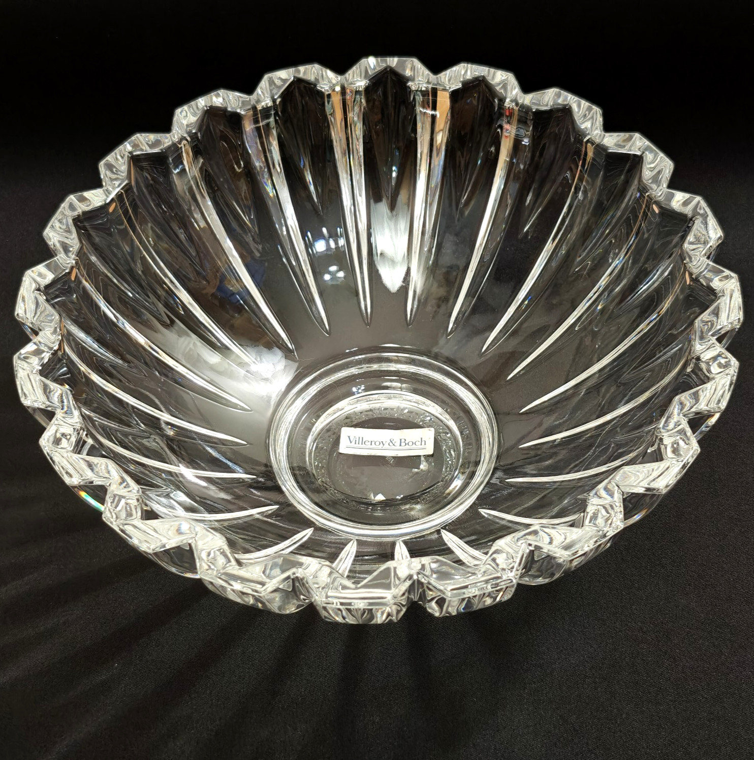 Vintage VILLEROY & BOCH Crystal Large Serving Platter Plate Bowl Scalloped Edge