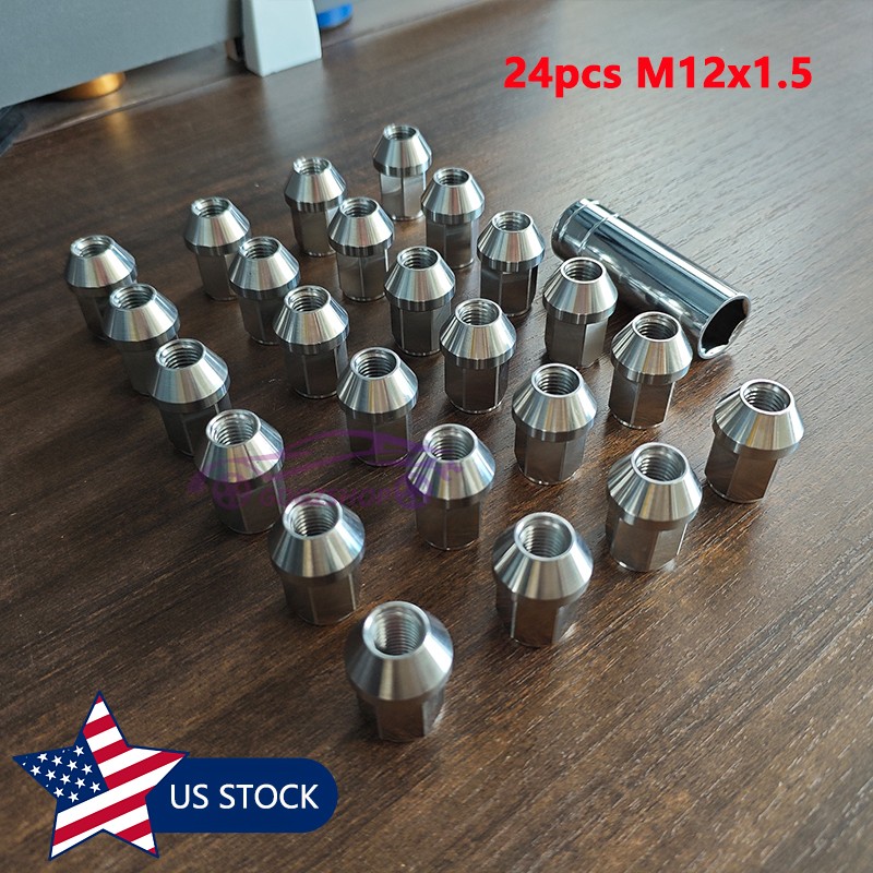 24pcs M12*1.5 Stainless Steel Wheel Nuts Lug Nuts Universal Hex 19mm Length 35mm