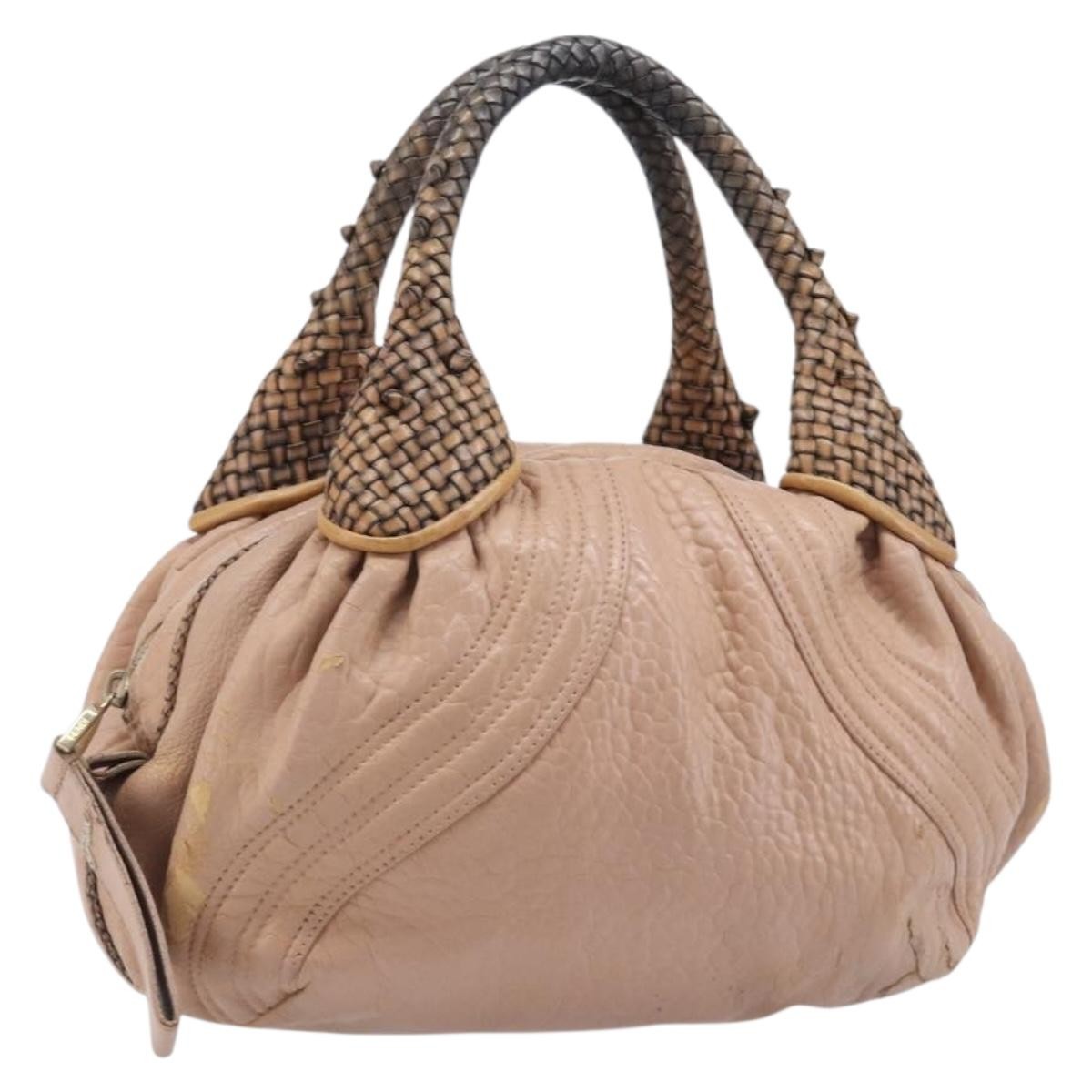 FENDI Spy Bag Hand Bag Leather Pink Gold Tone 8BL078 Auth gh2406