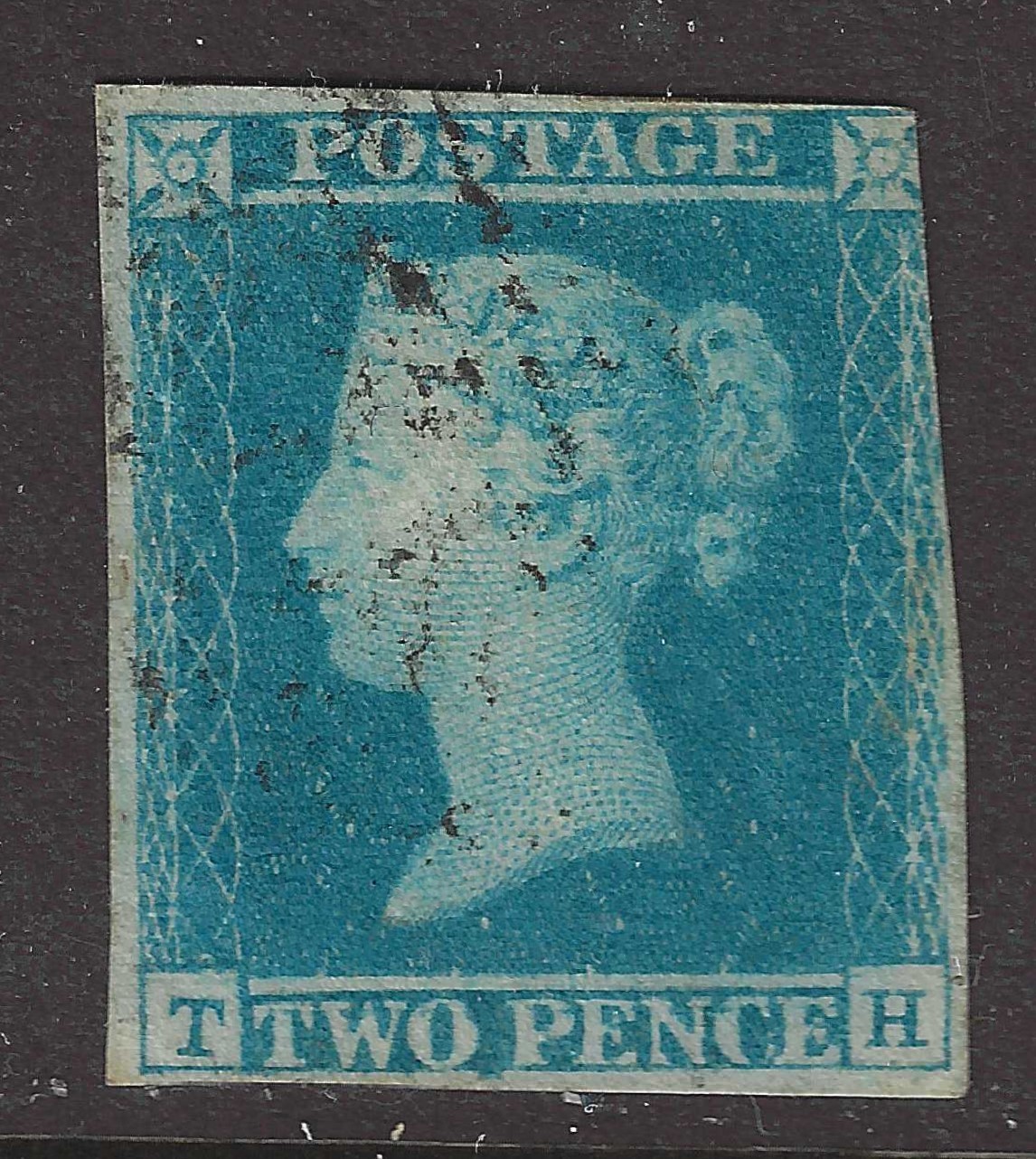 GB QV 1840  Sg 14c es14c 2d  Blue T-H Plate 4 Re Entry State 1 Cat £250