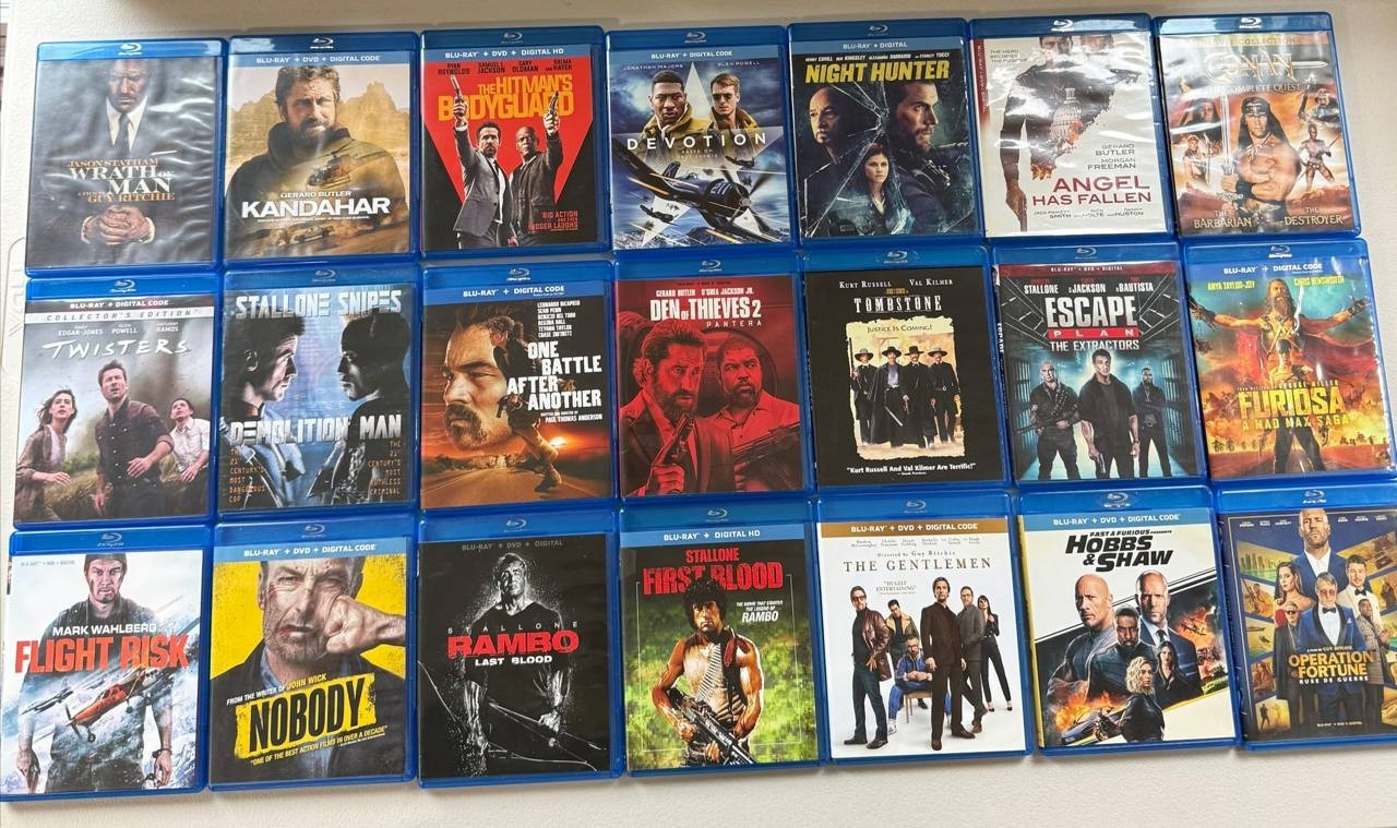 Huge Action Movie Blu-ray Lot 21pc Stallone Statham Furiosa Twisters Nobody Ramb
