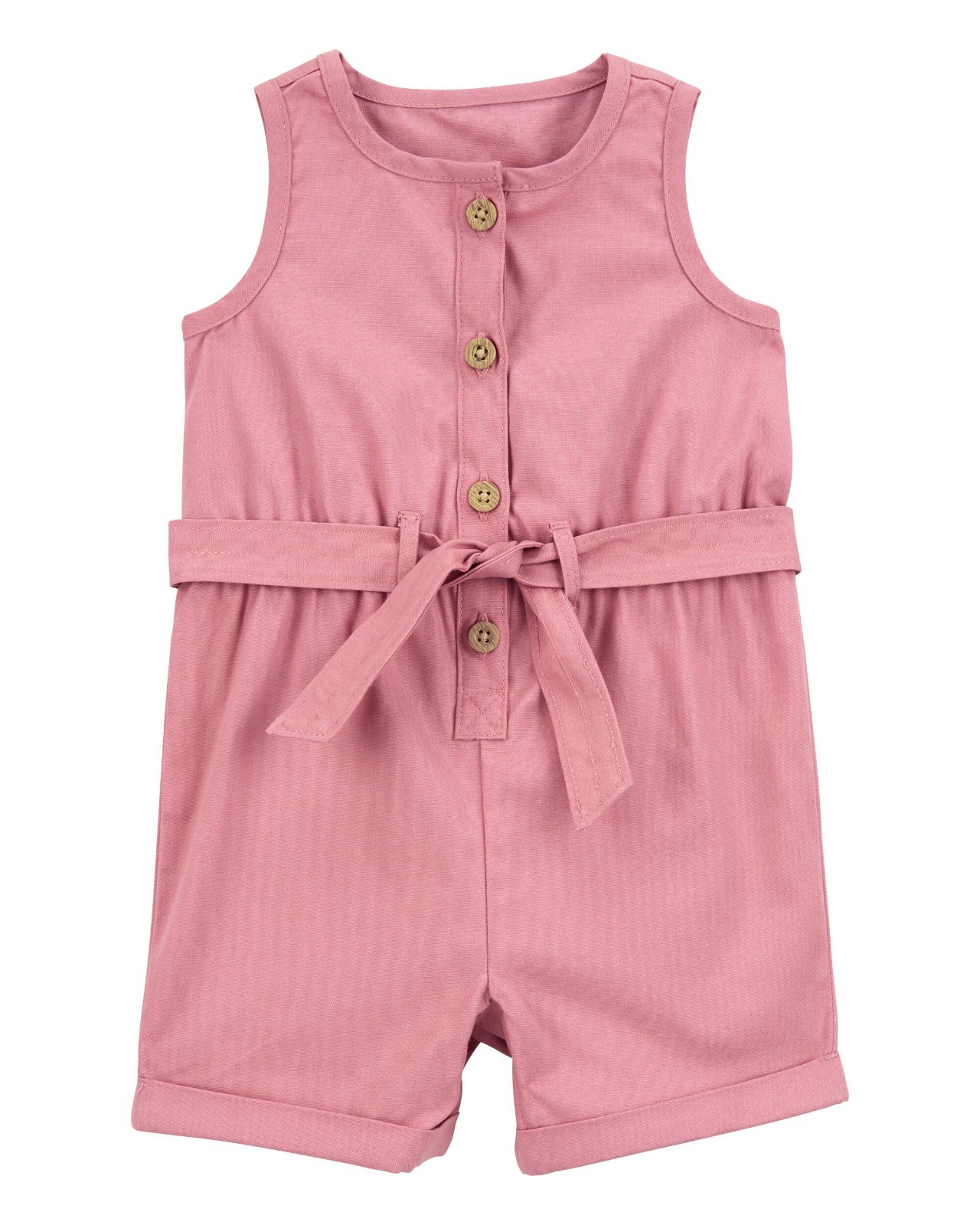 Carter\'s Baby Girl Sleeveless Canvas Romper, Pink Canvas, Sizes 12-24 Months Carter\'s Baby Girl Sleeveless Canvas Romper, Pink Canvas, Sizes 12-24 Months