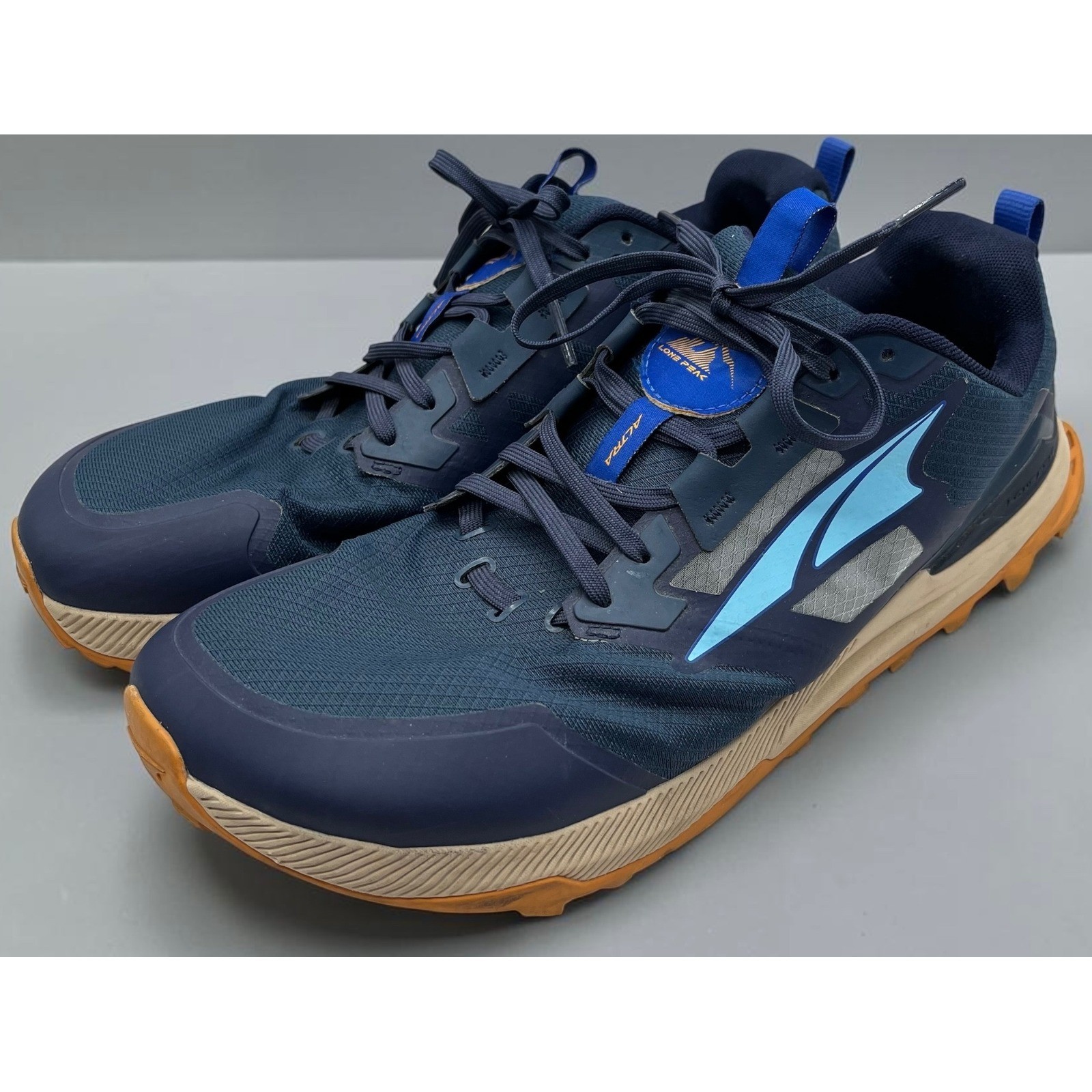 Altra Lone Peak 6 Mens Trail Running Shoes Navy Blue Orange Low Top Sneakers