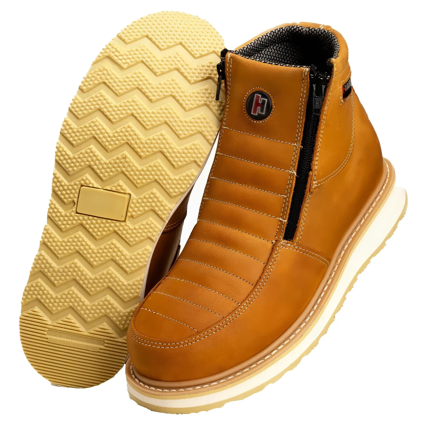 HAMMER HM339S Men’s DoubleZipper Steel Toe Work Boots Habanna Lightweight Therml