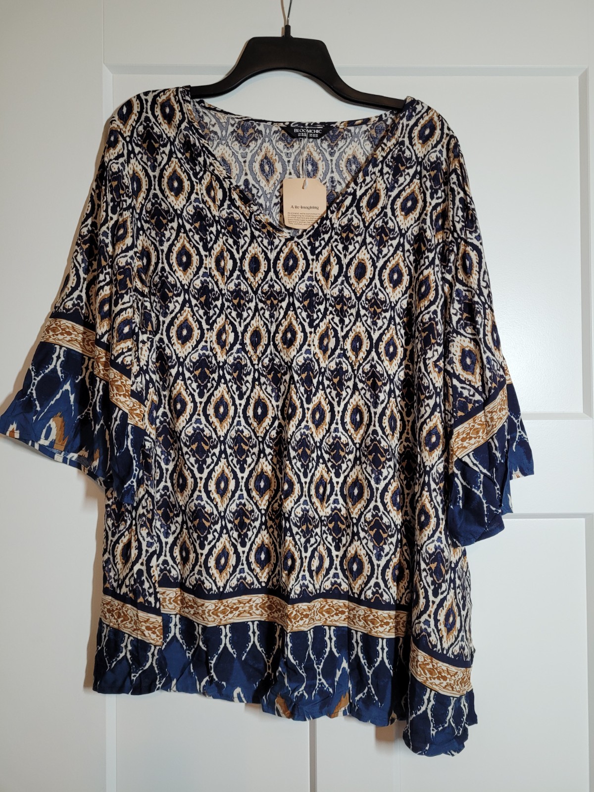 BLOOMCHIC Shirt 18-20 2X Blue/Brown NEW BLOOMCHIC Shirt 18-20 2X Blue/Brown NEW