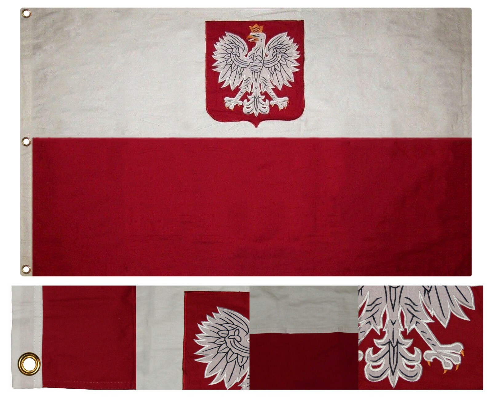 3x5 Embroidered Sewn Poland Eagle Polish Polska 100% Cotton Flag 3\'x5\'
