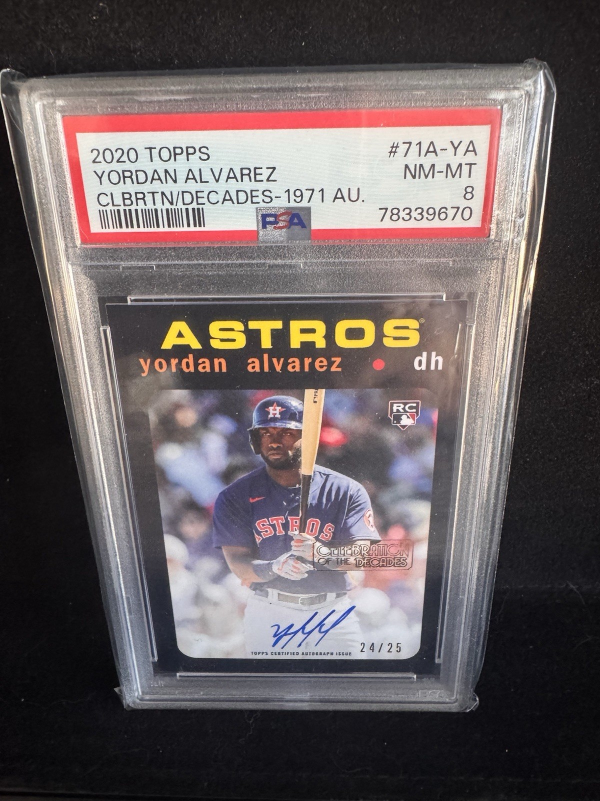 2020 Topps Celebration of the Decades 1971 Autographs Yordan Alvarez PSA 8 24/25 2020 Topps Celebration of the Decades 1971 Autographs Yordan Alvarez PSA 8 24/25