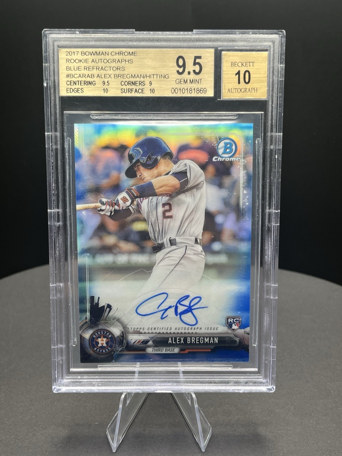 2017 Bowman Chrome Rookie Auto Alex Bregman #BCAR-AB Blue Refractor /150 RC 2017 Bowman Chrome Rookie Auto Alex Bregman #BCAR-AB Blue Refractor /150 RC