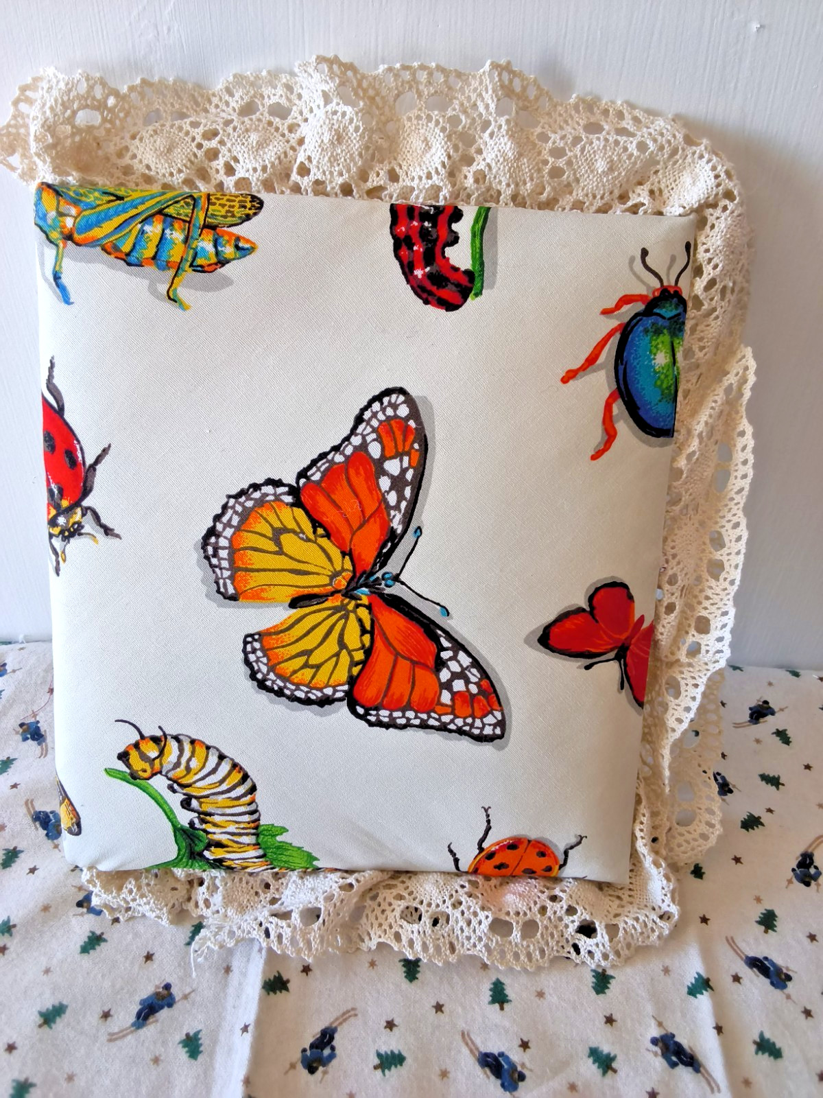 Vintage Handcrafted Fabric Photo Album Butterflies Insects 1980s Style Cottage Vintage Handcrafted Fabric Photo Album Butterflies Insects 1980s Style Cottage
