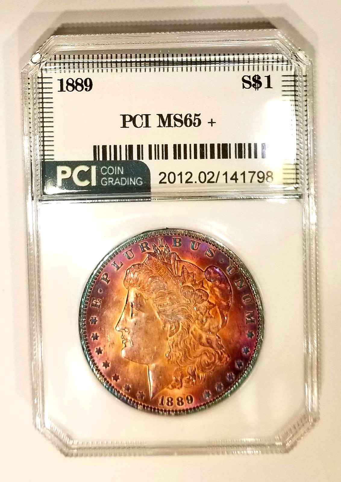 1889-P MS 65 + PCI Beautiful Rainbow Color Toned Morgan Dollar PCI 1889-P MS 65 + PCI Beautiful Rainbow Color Toned Morgan Dollar PCI