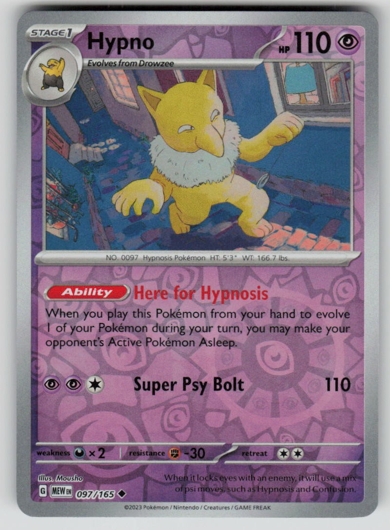 Hypno 097/165 Reverse Holofoil SV: Scarlet & Violet 151 NM EN Pokemon