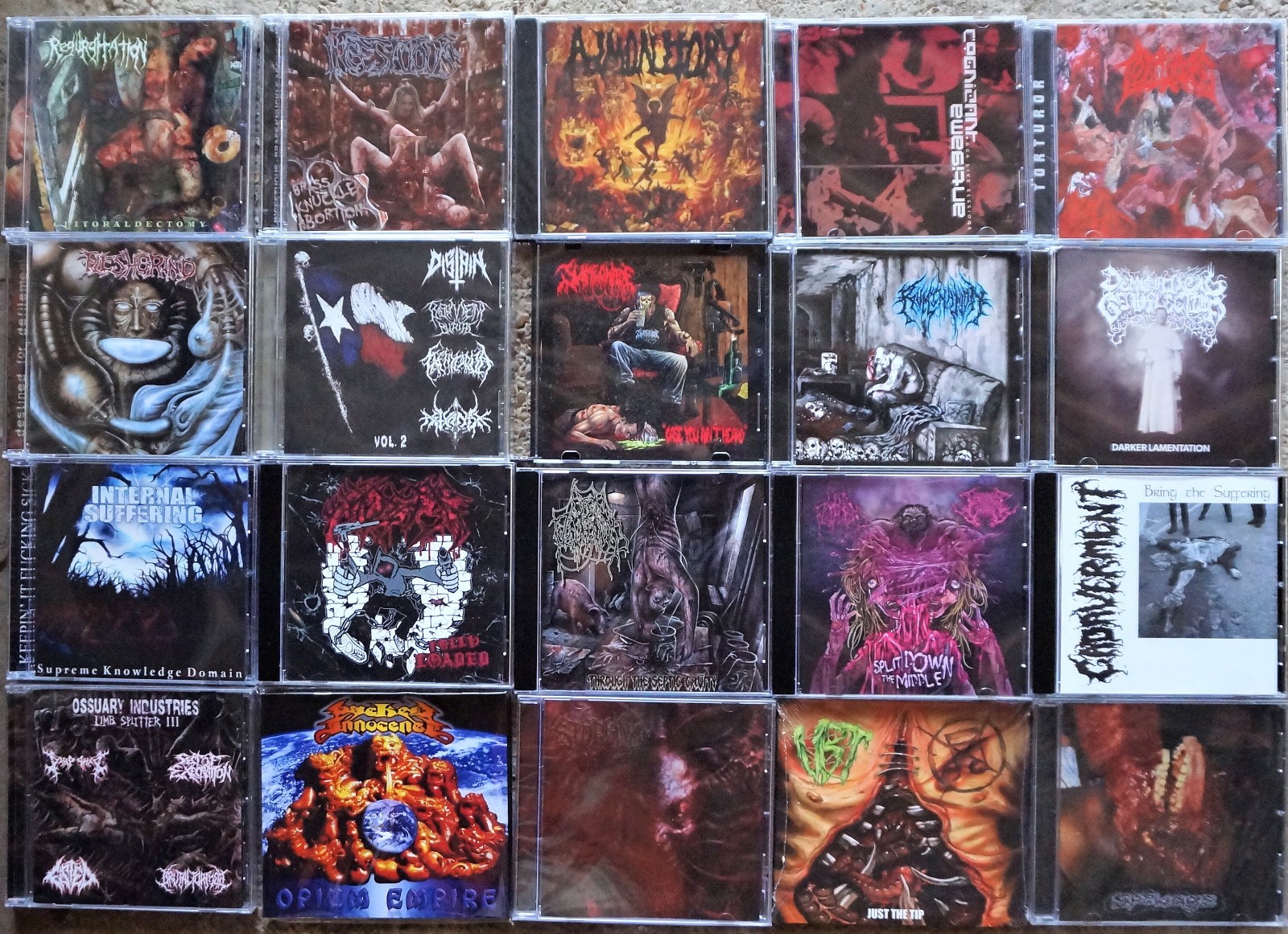 Stabbing,Regurgitation,Cadaverment,Fleshgrind,Incestuous 20 New Death Metal CD's Stabbing,Regurgitation,Cadaverment,Fleshgrind,Incestuous 20 New Death Metal CD's