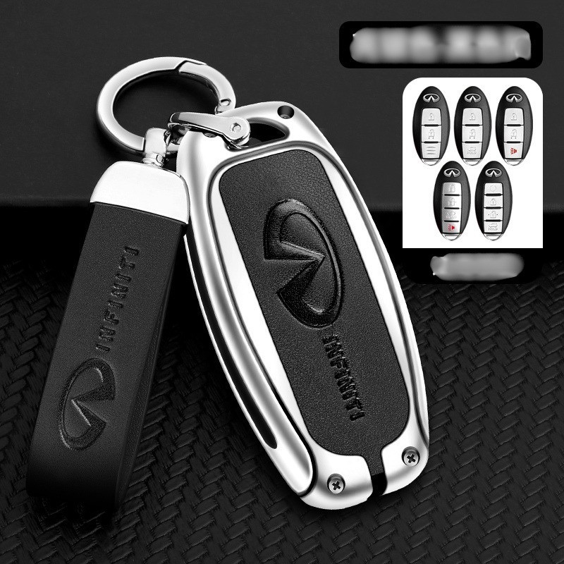New Metal Key Fob Silver Shell Case For INFINITI Q50 Q60 QX50 QX55 QX60 