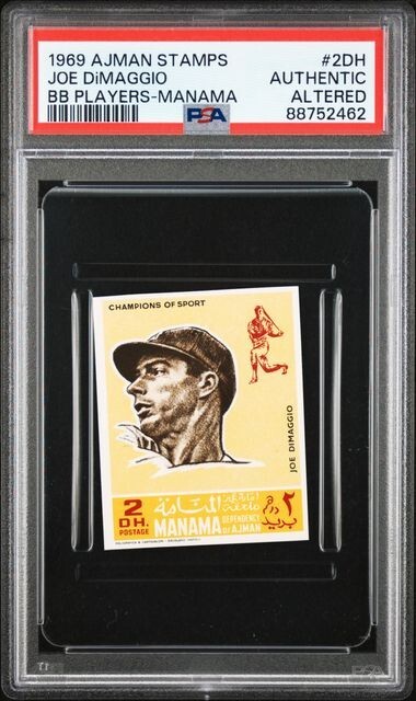 PSA AUTH JOE DIMAGGIO 1969 AJMAN STAMPS #2DH MANAMA GRADED AUTHENTIC *TPHLC-2462 PSA AUTH JOE DIMAGGIO 1969 AJMAN STAMPS #2DH MANAMA GRADED AUTHENTIC *TPHLC-2462