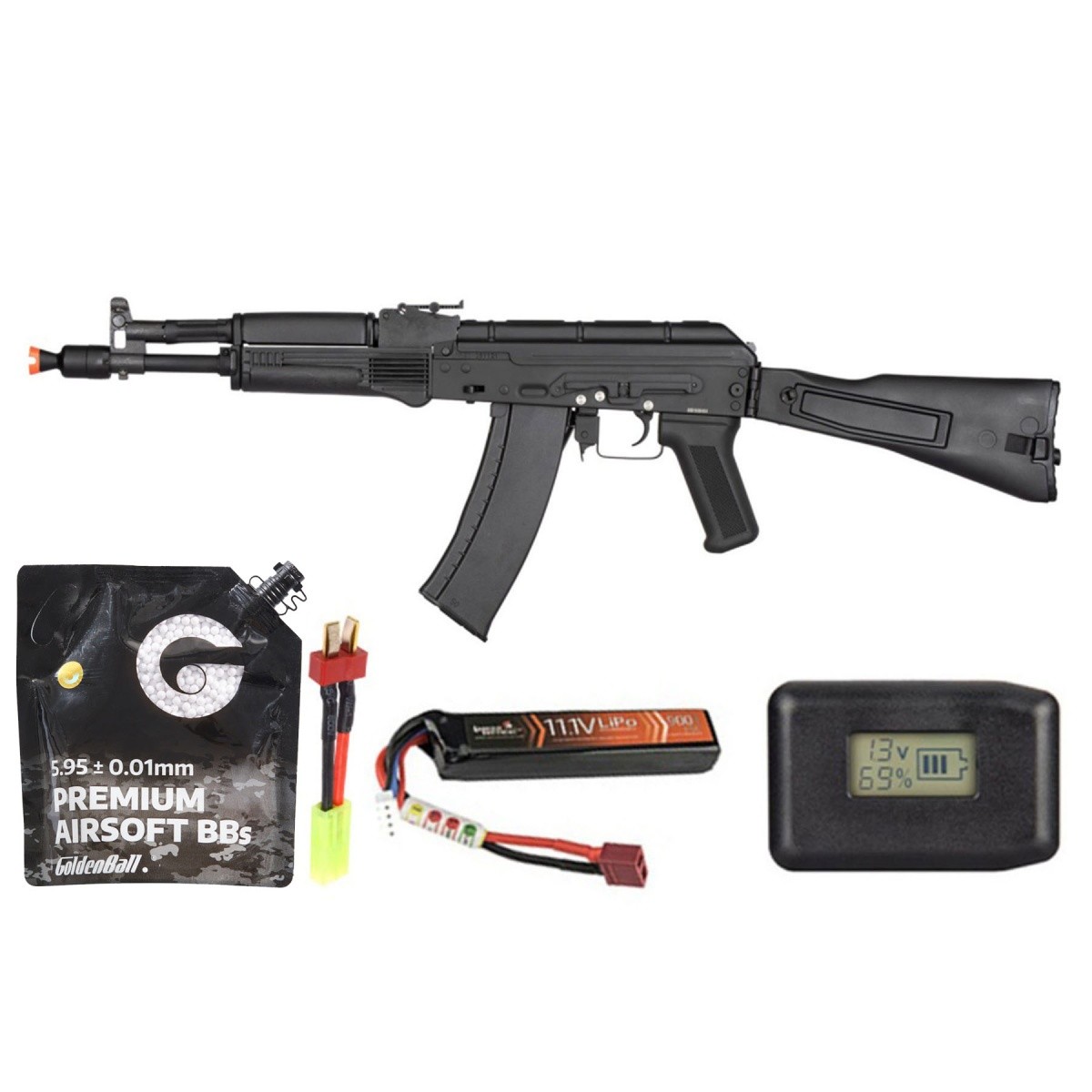 Double Bell Ak-105 Airsoft Aeg Rifle W/ Foldable Stock - Battery/Adapter/Charger