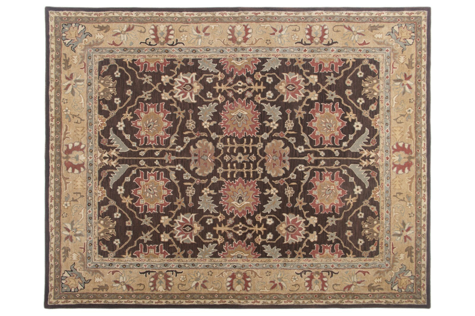 Brandon Brown Oriental Oushak Hand-Tufted 100% Wool Area Rug Carpet Brandon Brown Oriental Oushak Hand-Tufted 100% Wool Area Rug Carpet