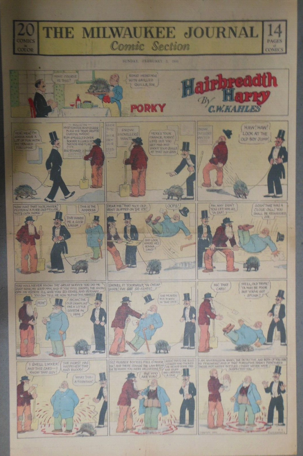 Hairbreadth Harry Sunday Page  by CW Kahles from 2/2/1930 Full Page Size 