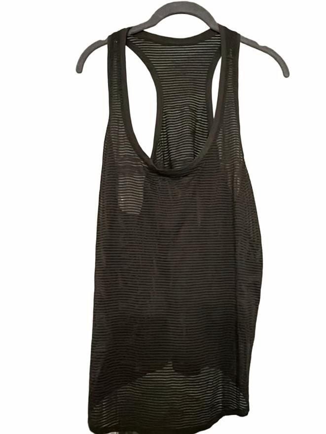 Lululemon Tank Top Olive Green Sheer Striped Racerback Size 6 Lululemon Tank Top Olive Green Sheer Striped Racerback Size 6