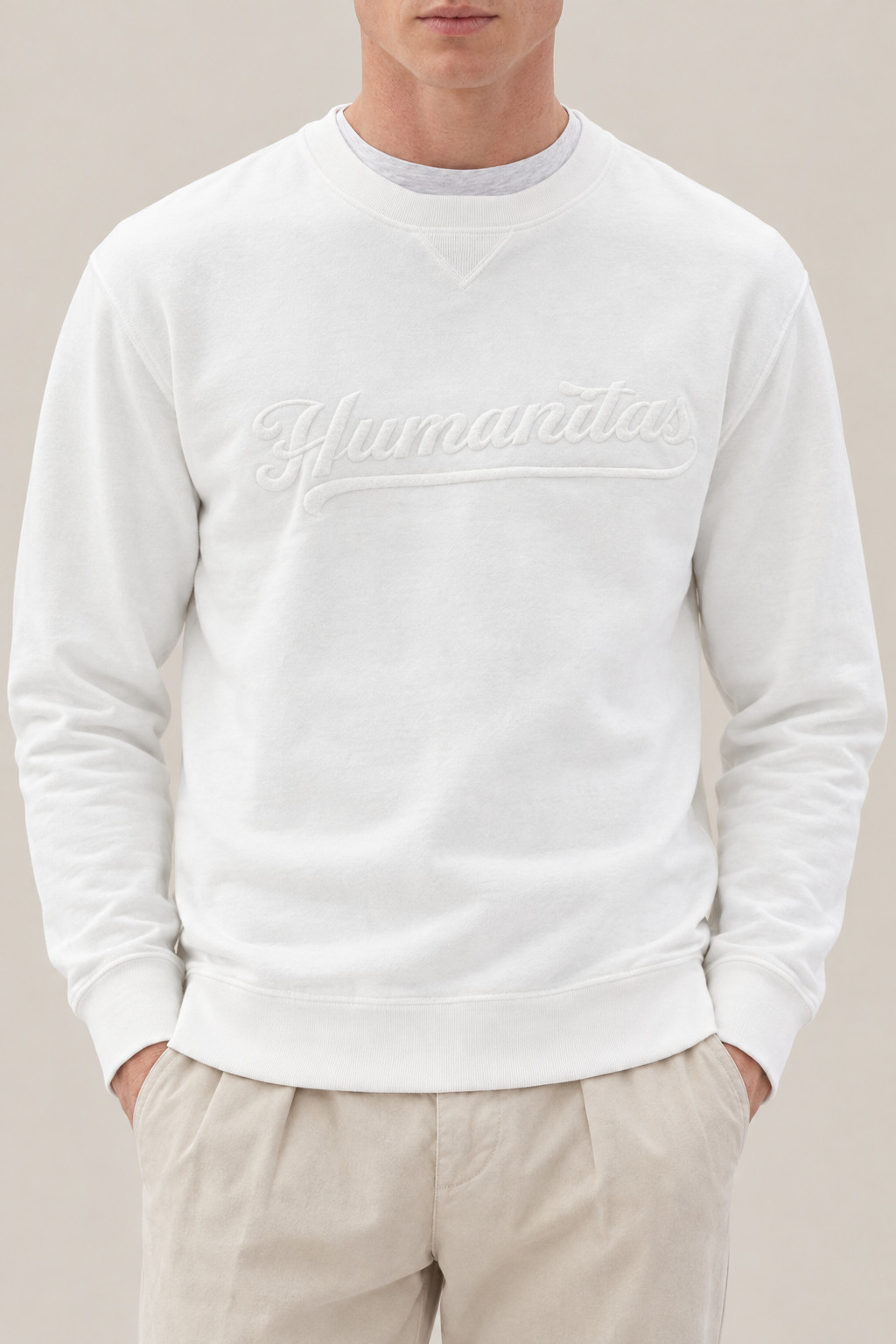 BRUNELLO CUCINELLI MEN\'S OFF WHITE COTTON CREW NECK SWEATER MSRP $1025 SIZE M