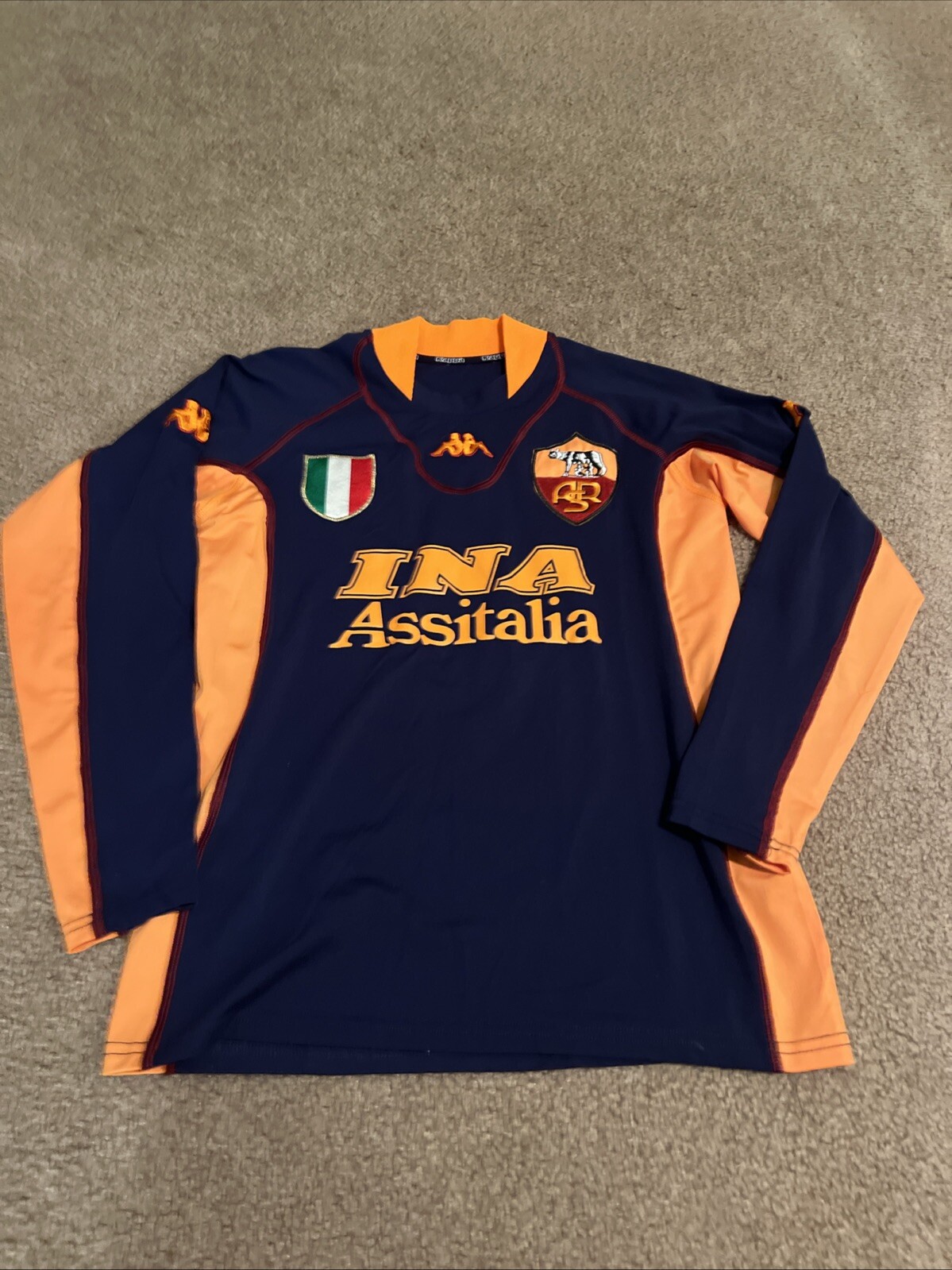 Vintage Soccer Jersey AS Roma 100% Original Size M 2001/2002 Away Long Sleeves Vintage Soccer Jersey AS Roma 100% Original Size M 2001/2002 Away Long Sleeves