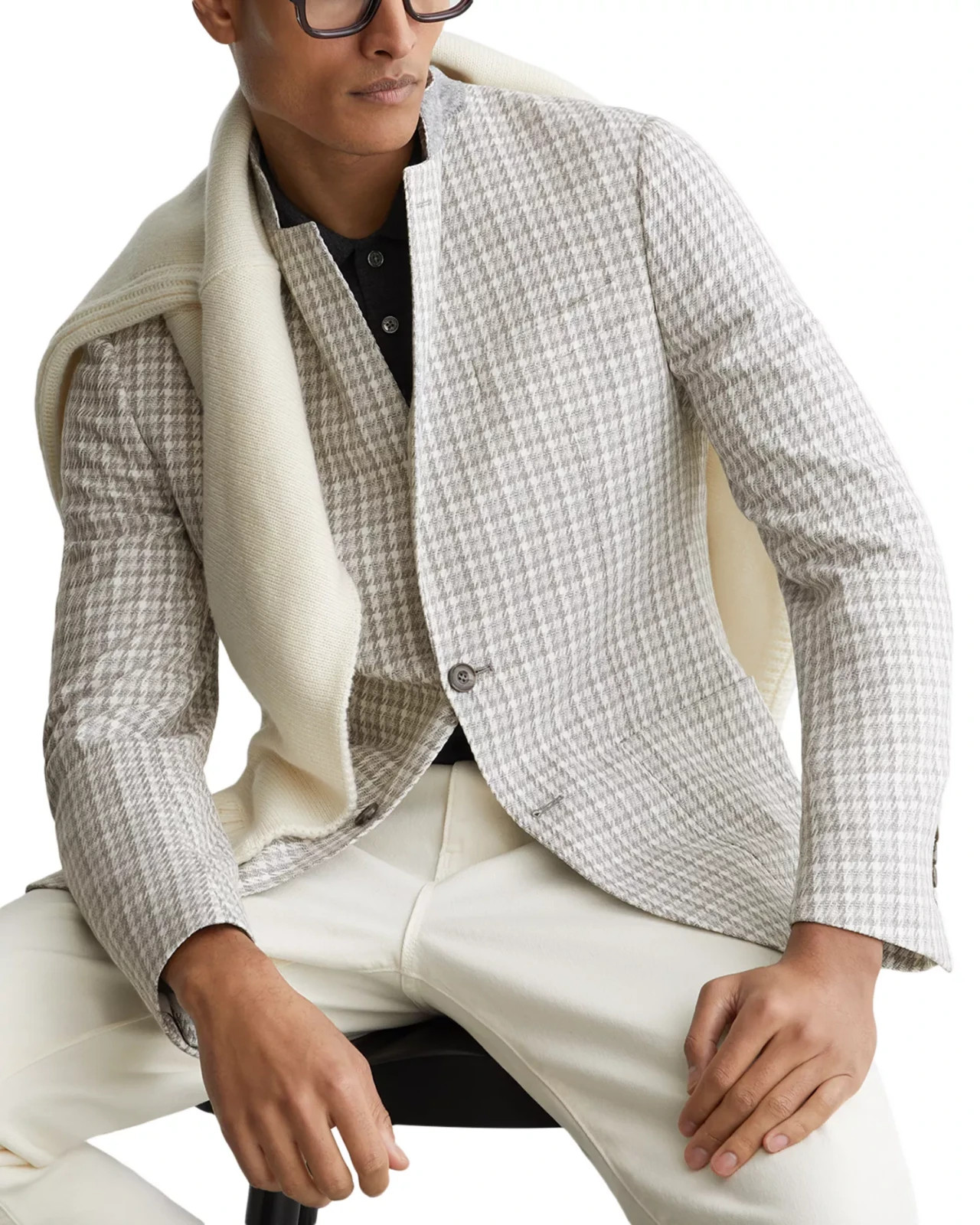 REISS Men\'s Tan Canty Tailored Fit Houndstooth Blazer Sport Coat 40S yau2526 REISS Men\'s Tan Canty Tailored Fit Houndstooth Blazer Sport Coat 40S yau2526