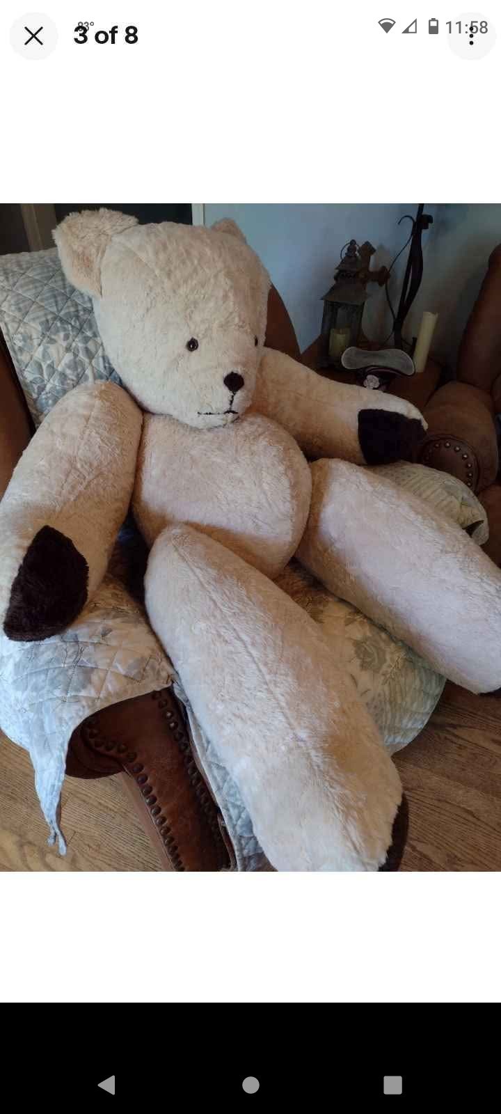 Vtg Jumbo Jointed Teddy Bear Plush Rare Htf Pointed Face Vtg Jumbo Jointed Teddy Bear Plush Rare Htf Pointed Face