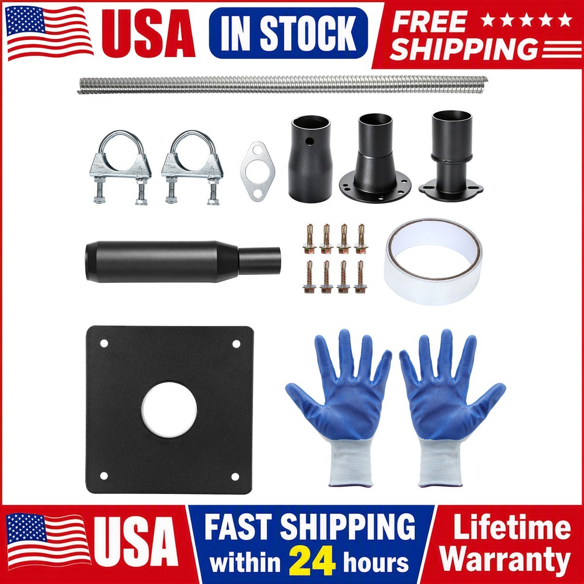 exhaust silencer kit universal adapter included portable 100cm Extension Tube exhaust silencer kit universal adapter included portable 100cm Extension Tube
