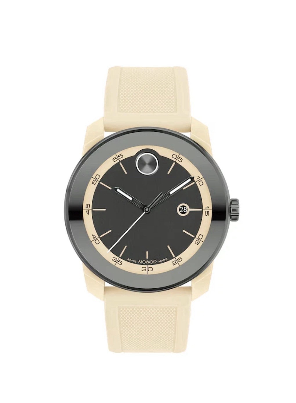 Brand New Movado Bold TR90 Men’s Beige Silicone Strap 42mm Watch 3601207 Brand New Movado Bold TR90 Men’s Beige Silicone Strap 42mm Watch 3601207
