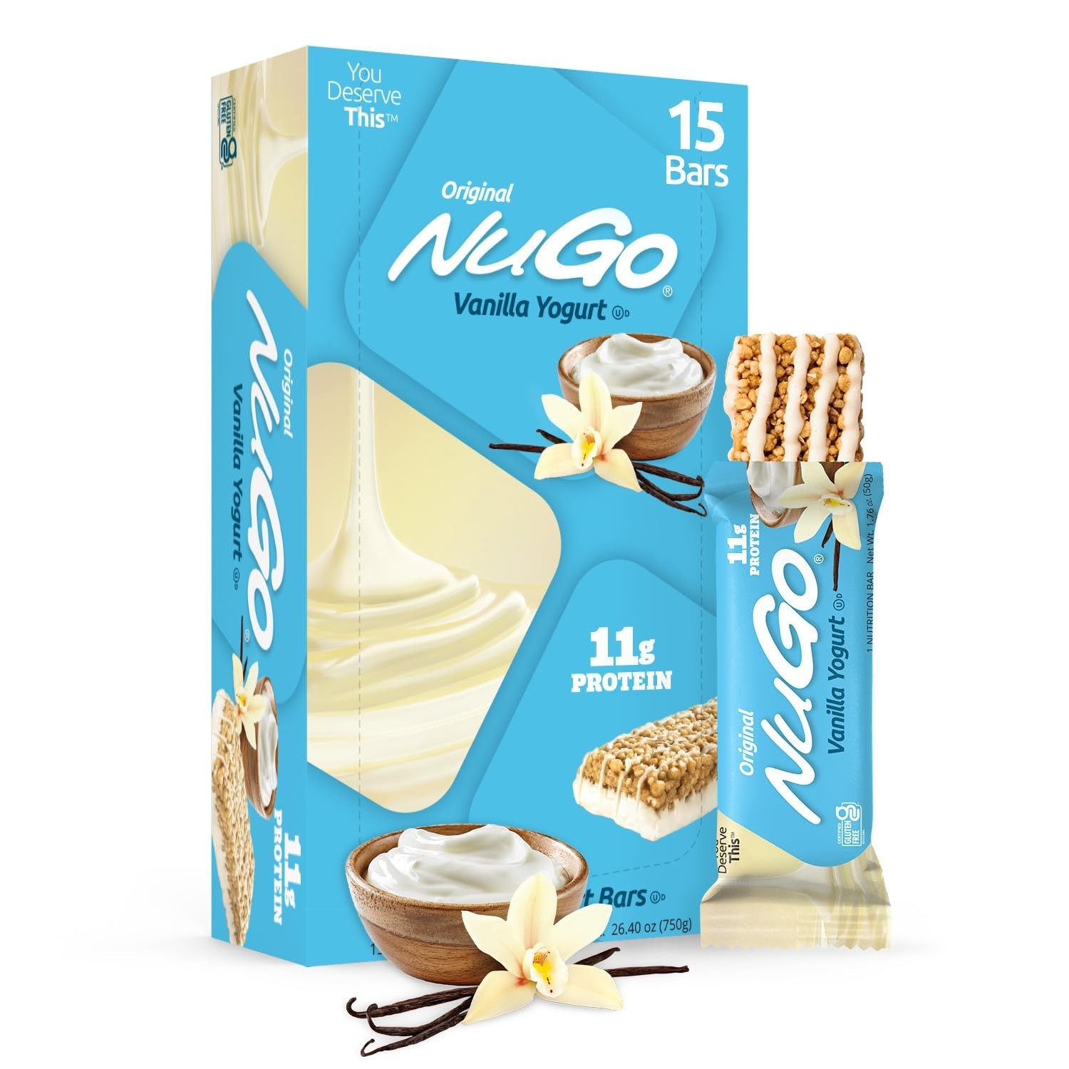 NuGo Original, Vanilla Yogurt, 11g Protein Bar, Gluten Free, 15 C NuGo Original, Vanilla Yogurt, 11g Protein Bar, Gluten Free, 15 C