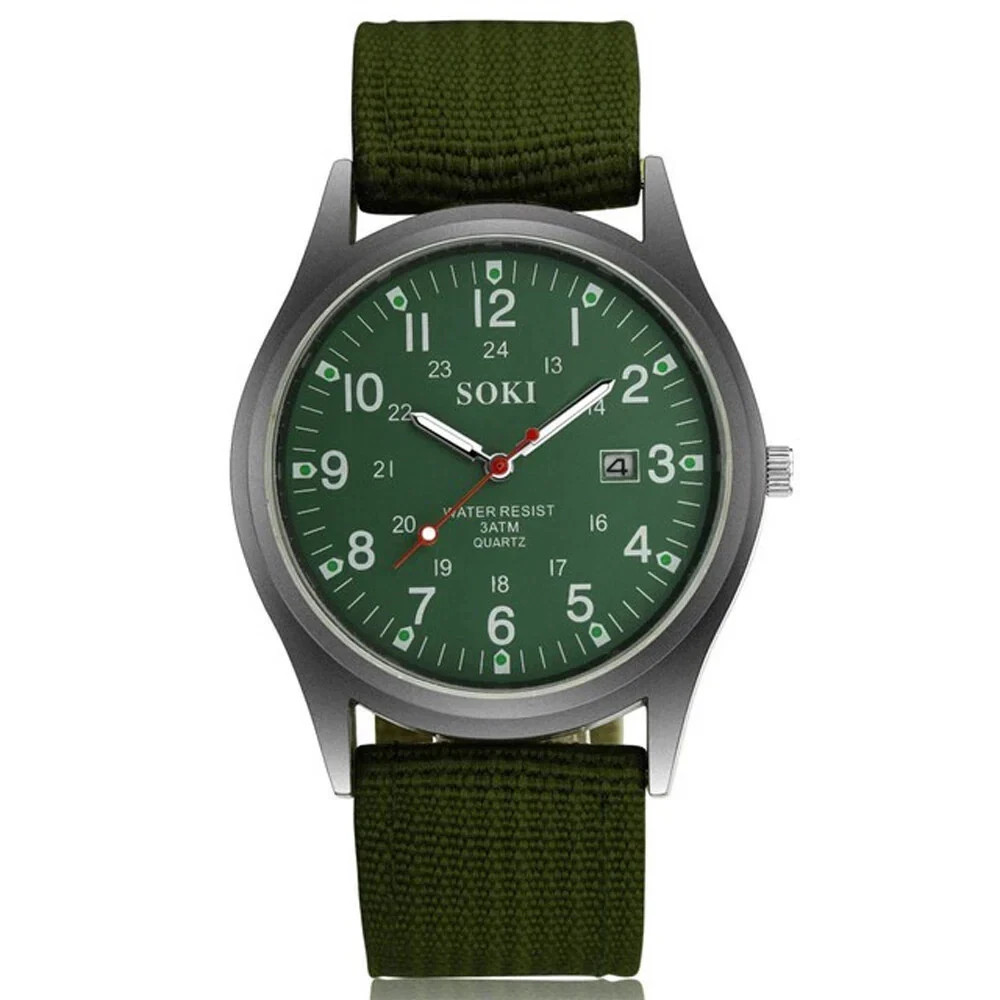 Men\'s Military Army Quartz Watch Nylon Luminous Japanese Movement 24H 4 Colors