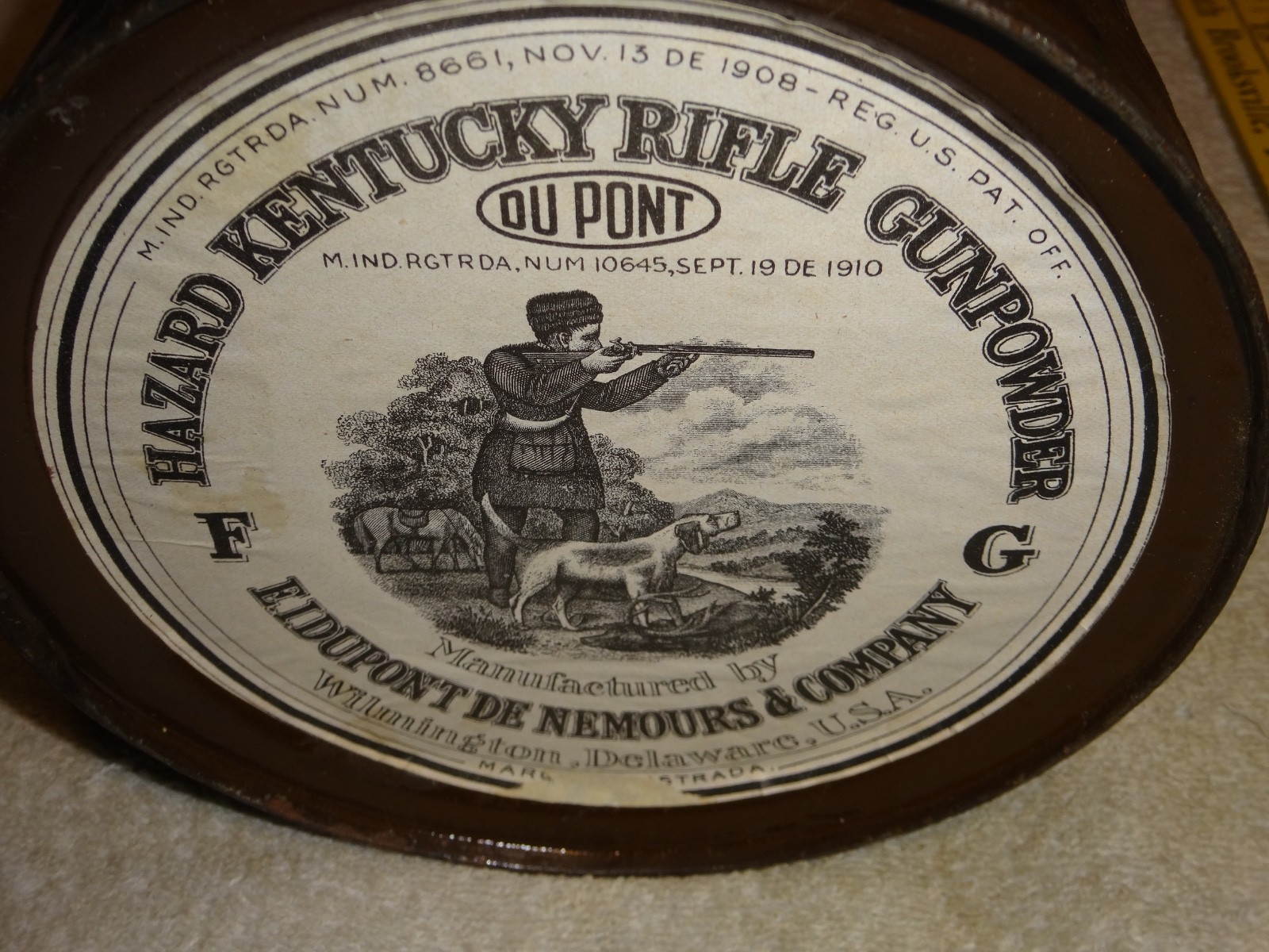 VINTAGE ORIGINAL HAZARD KENTUCKY RIFLE GUNPOWDER METAL DUPONT HERCULES CAN SIGN VINTAGE ORIGINAL HAZARD KENTUCKY RIFLE GUNPOWDER METAL DUPONT HERCULES CAN SIGN
