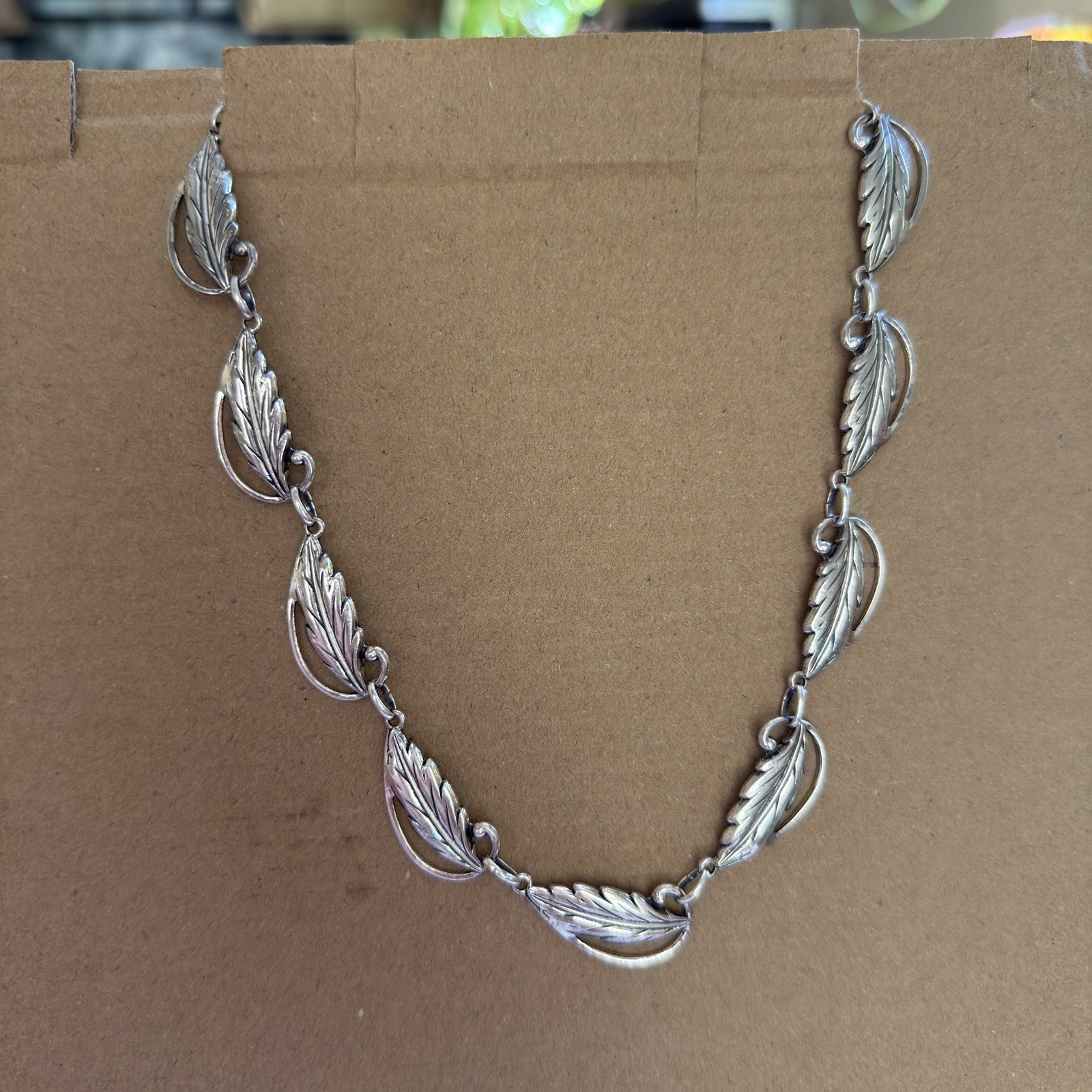 Danecraft Vintage Sterling Silver Leaf Design Link Necklace Danecraft Vintage Sterling Silver Leaf Design Link Necklace