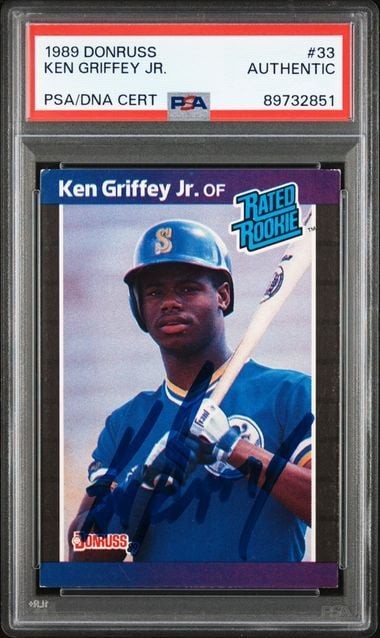 Graded 1989 Donruss Ken Griffey Jr #33 RC Baseball Card PSA Authentic Auto