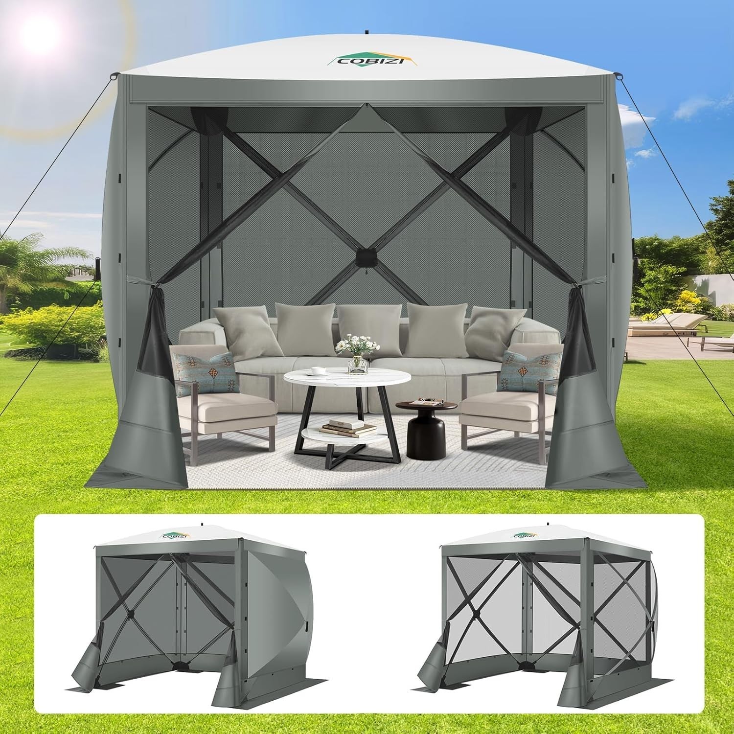 6x6ft Pop up Gazebo Waterproof Portable Screen Tent Outdoor Instant Sun Shelter