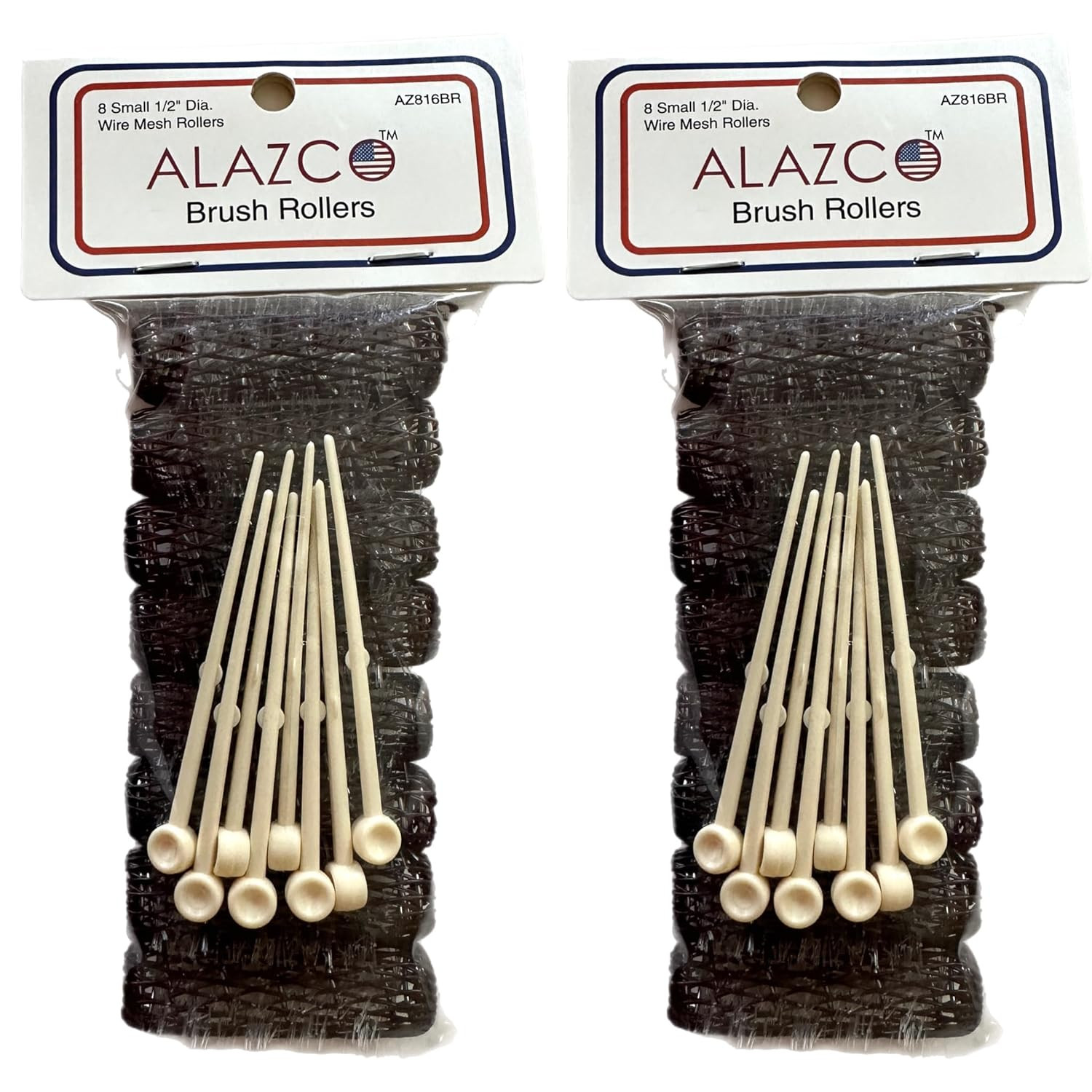 16 Pc Vintage Style Hair Roller Mini Small Brush Rollers Mesh Curlers Bristles 2