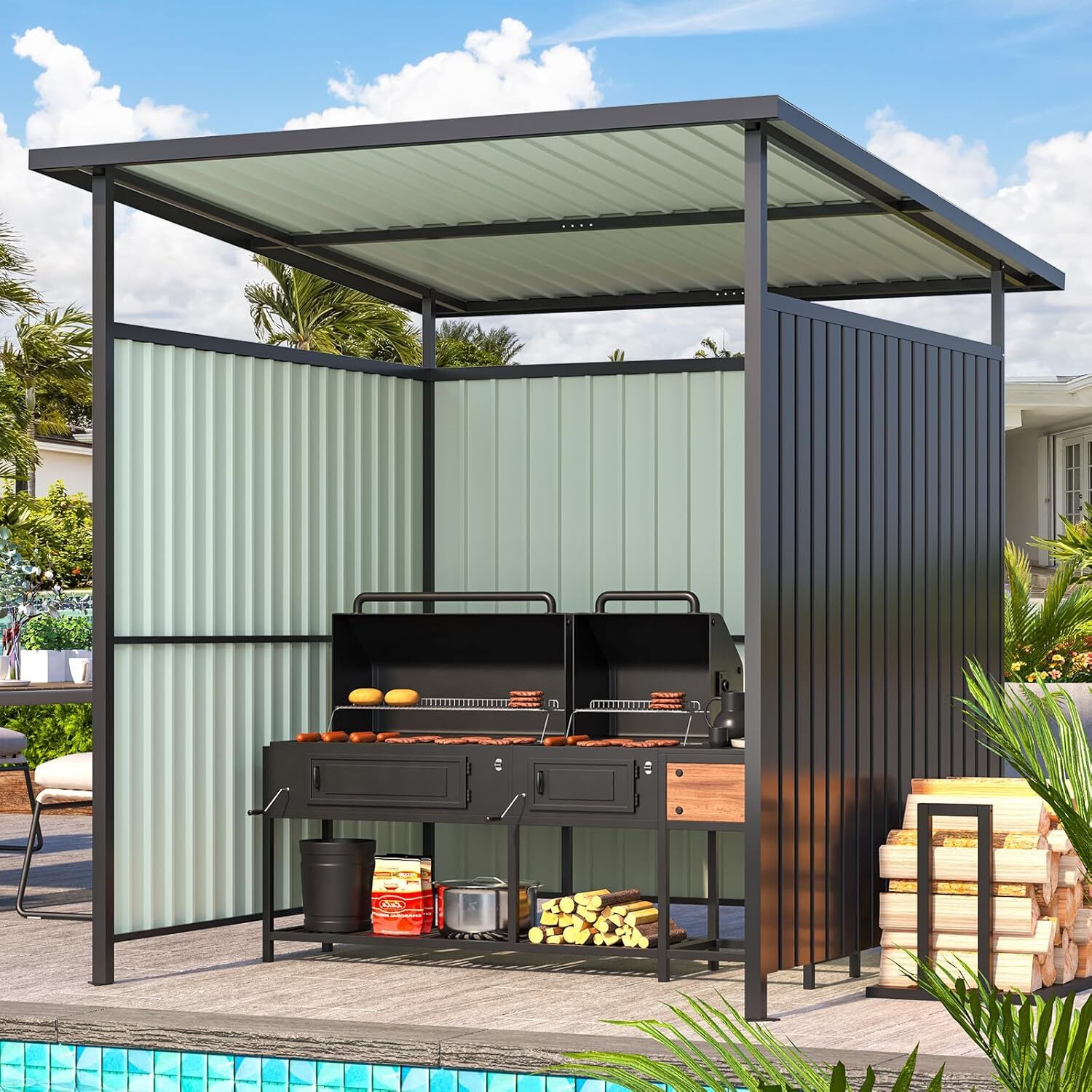 6' x 6' Gazebo Outdoor Pergola for Patio, Small Lean to Hardtop Grill Gazebo 6' x 6' Gazebo Outdoor Pergola for Patio, Small Lean to Hardtop Grill Gazebo