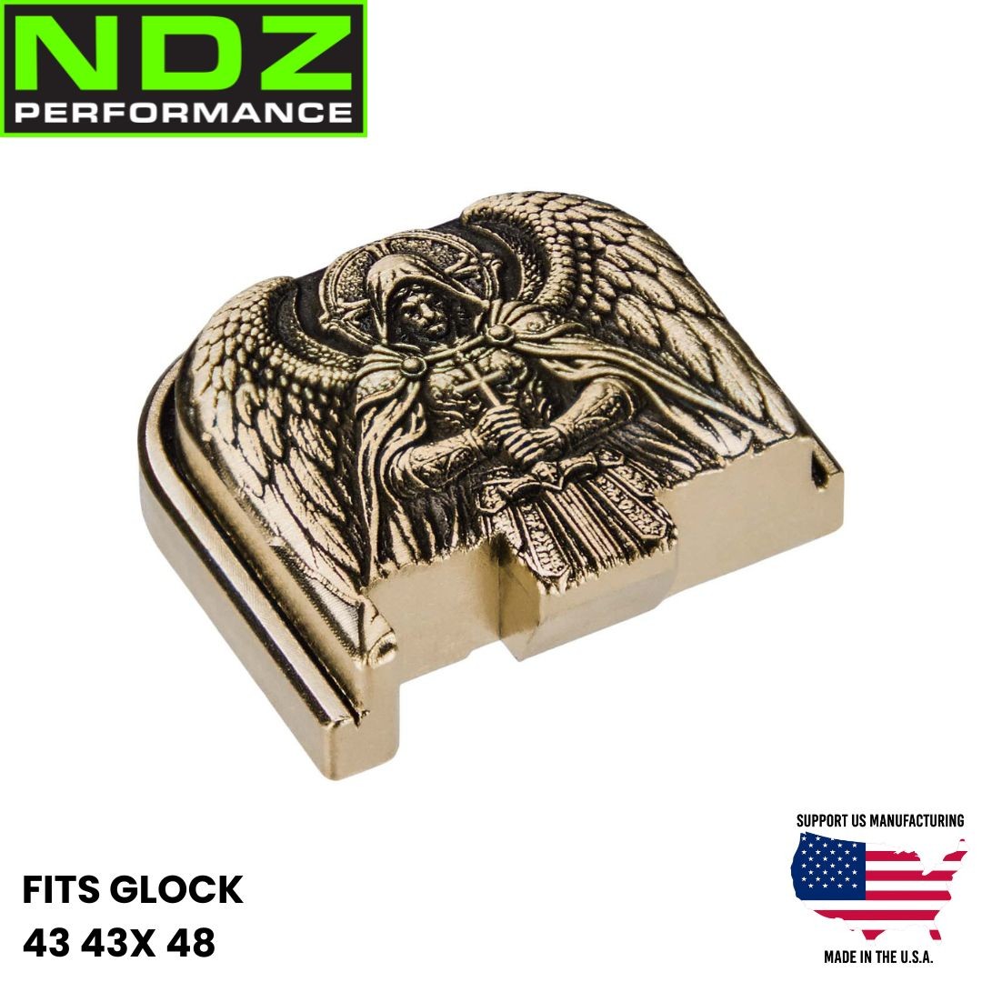 NDZ Brass 3D Rear Plate St. Michael CNC Engraved Fits Glock 43 43X 48