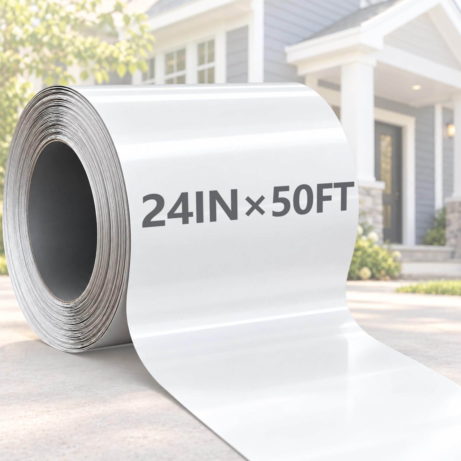 24 in x 50 ft Aluminum Trim Coil Roll White Smooth Sheet, 0.016 Inch Coil Roll