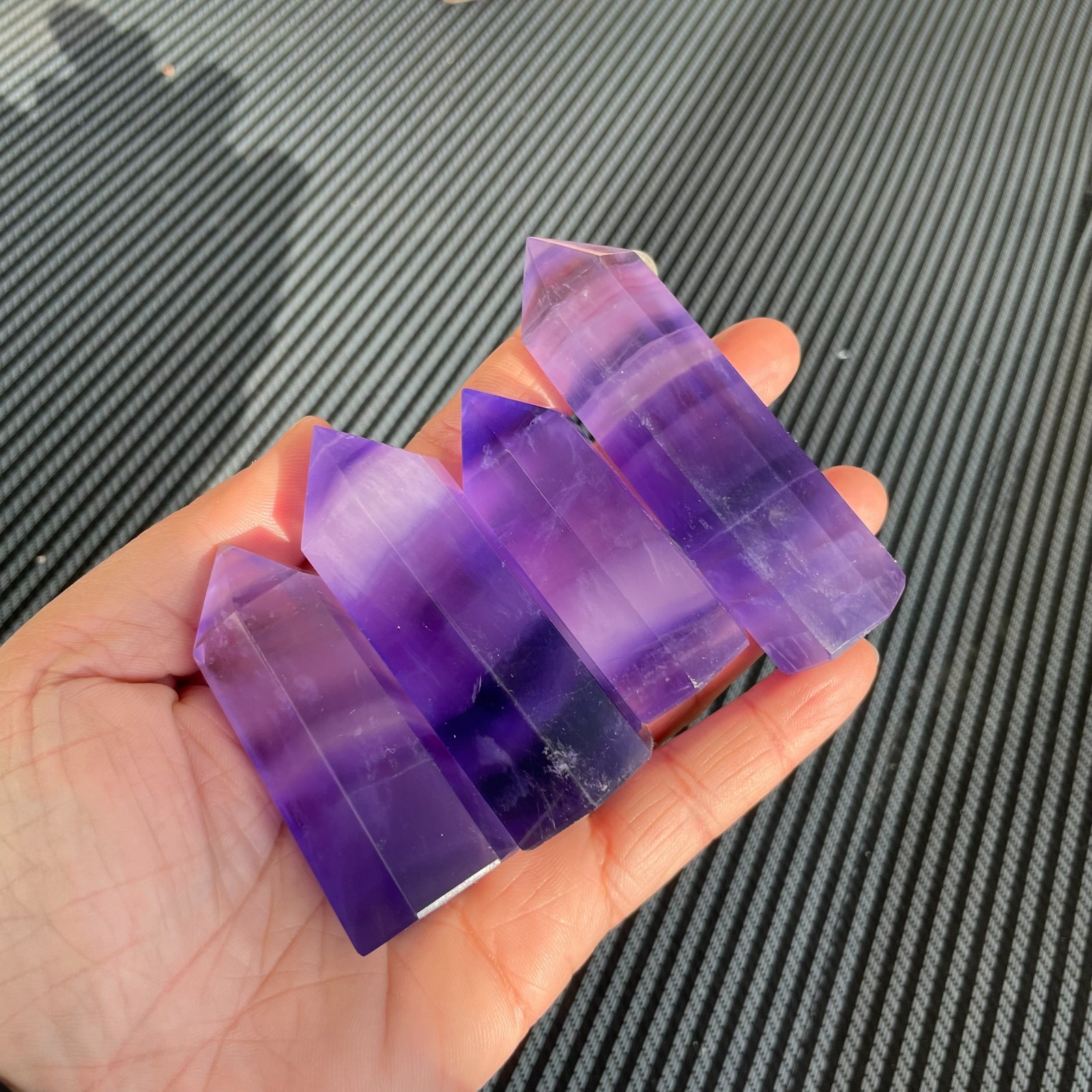 4pcs Natural purple fluorite quartz obelisk crystal wand point healing random 4pcs Natural purple fluorite quartz obelisk crystal wand point healing random