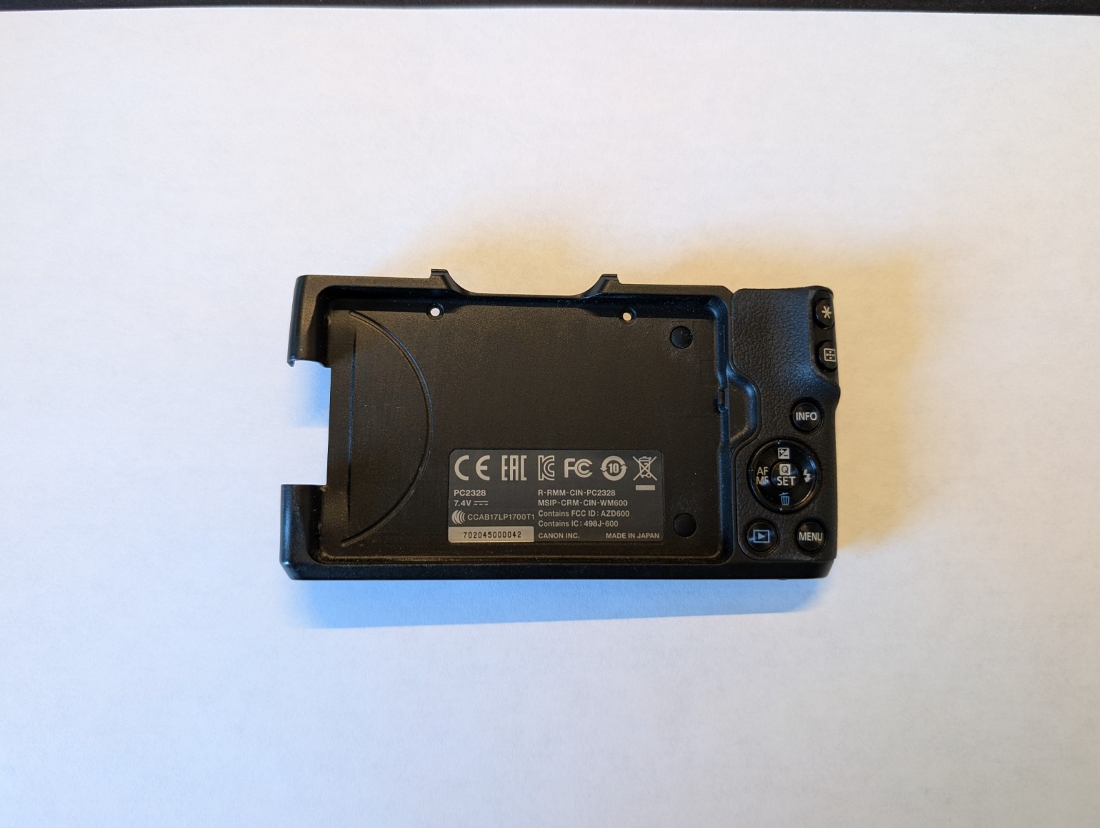 Canon EOS M50 (Mark I) - Back Plate - FOR PARTS / AS IS