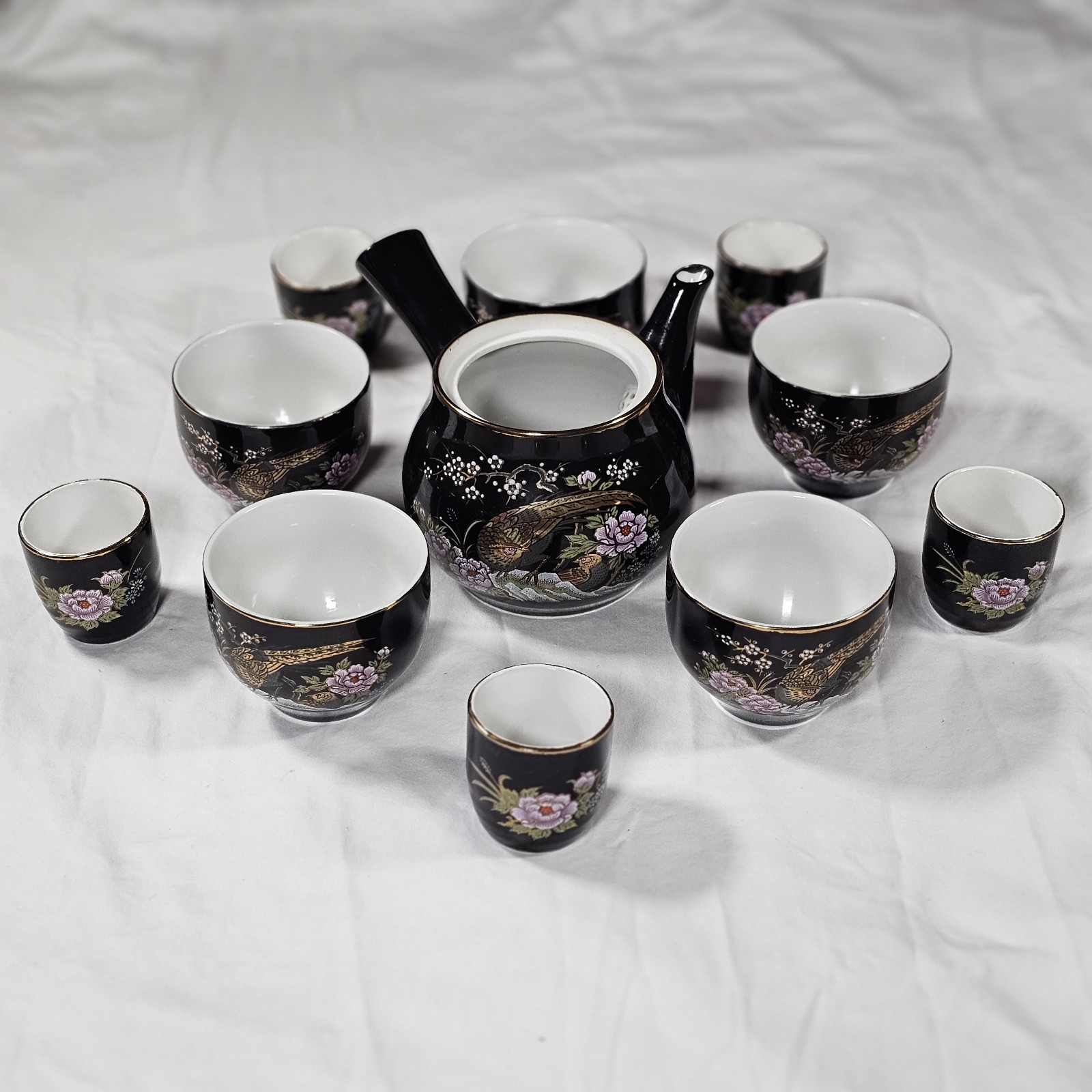 Gorgeous Vintage Japanese Kyusu Tea Set | Black | 11 Piece Set Gorgeous Vintage Japanese Kyusu Tea Set | Black | 11 Piece Set