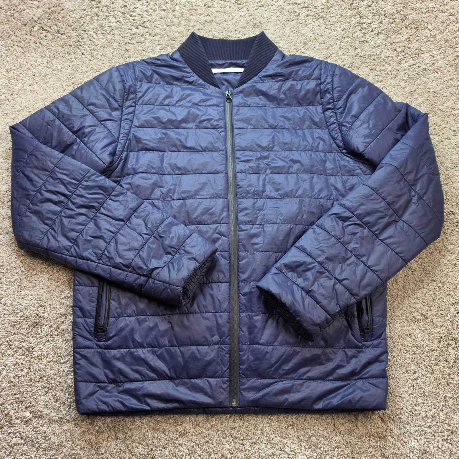 Outerknown Quilted Puffer Jacket Mens Large Navy Blue Outdoor Casual Hiking