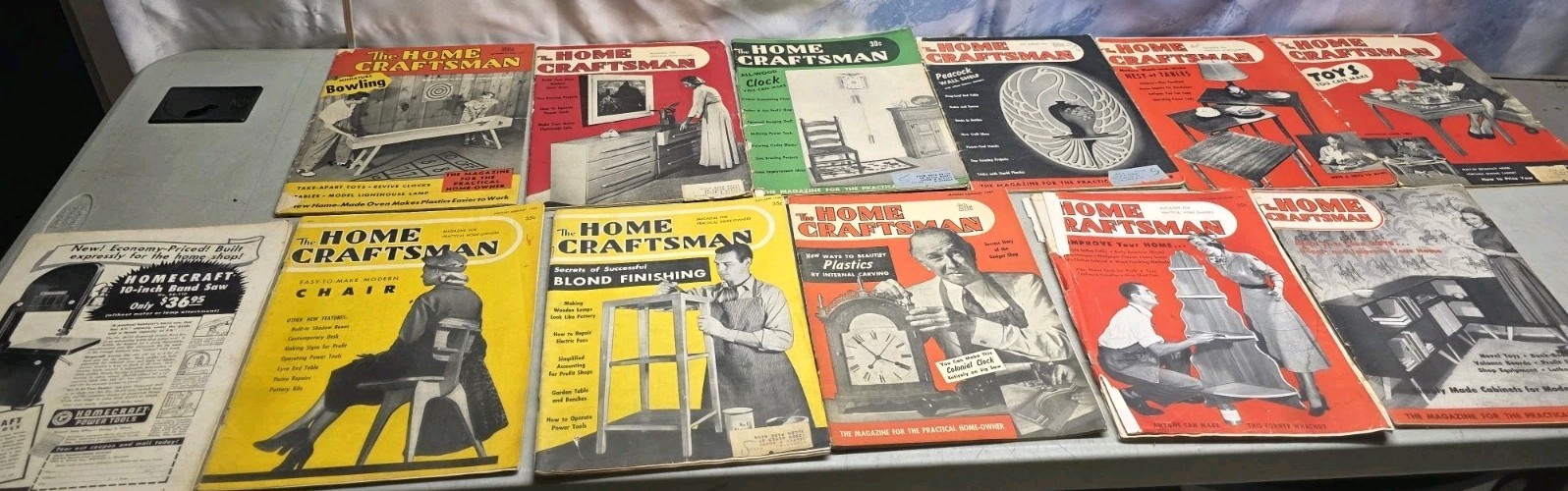 🔥 Vtg The Home Craftsman Magazine Lot of 11 Issues 1947-1951 Woodworking Plans