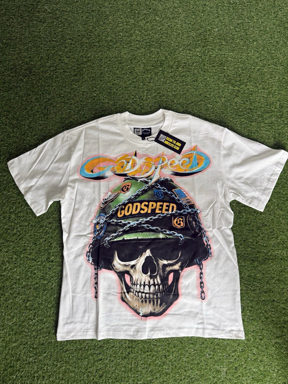 Godspeed Men’s M White Skull USA Graphic Cotton Crew Neck Short Sleeve Tee NWT Godspeed Men’s M White Skull USA Graphic Cotton Crew Neck Short Sleeve Tee NWT